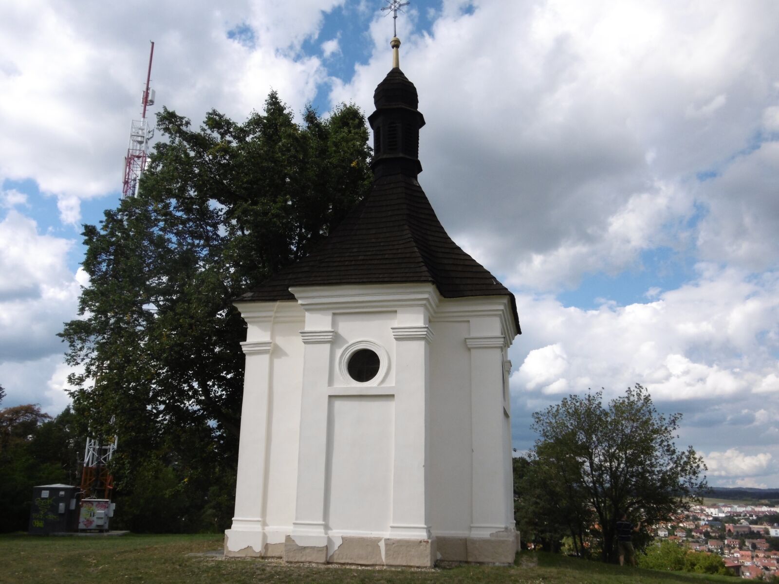 Panasonic DMC-SZ10 sample photo. Chapel, clouds, grass photography
