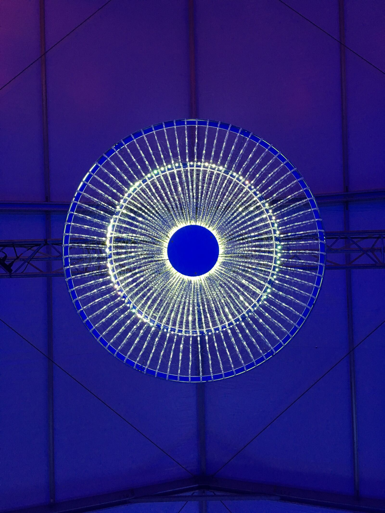 iPhone SE back camera 4.15mm f/2.2 sample photo. Blue, ceiling, lamp, leds photography