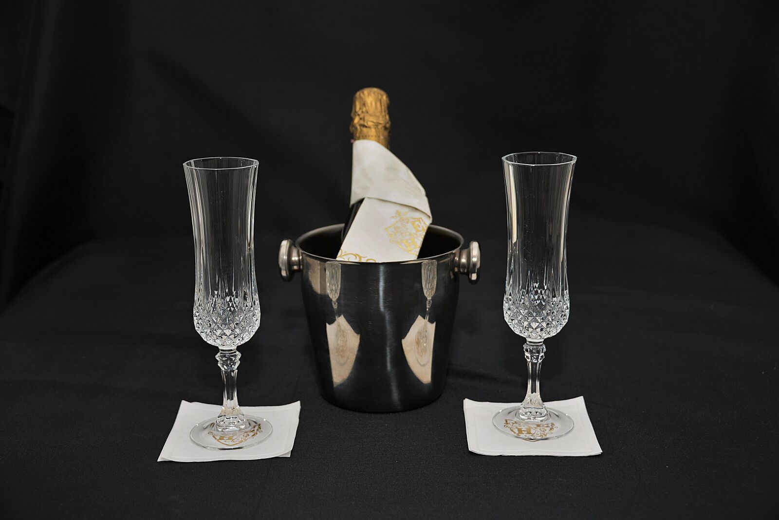Nikon D610 sample photo. Champagne glasses, champagne, party photography
