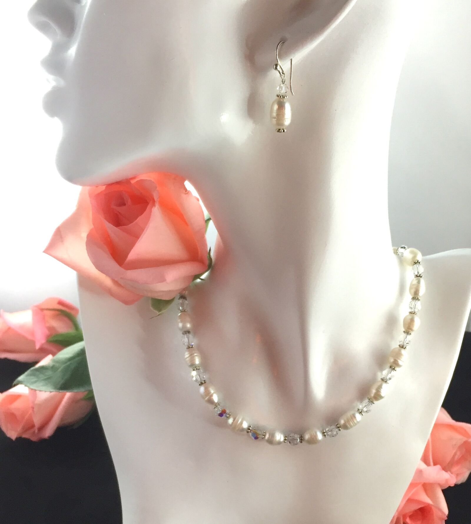 Apple iPhone 6 sample photo. Rose, pearls, woman's jewelry photography