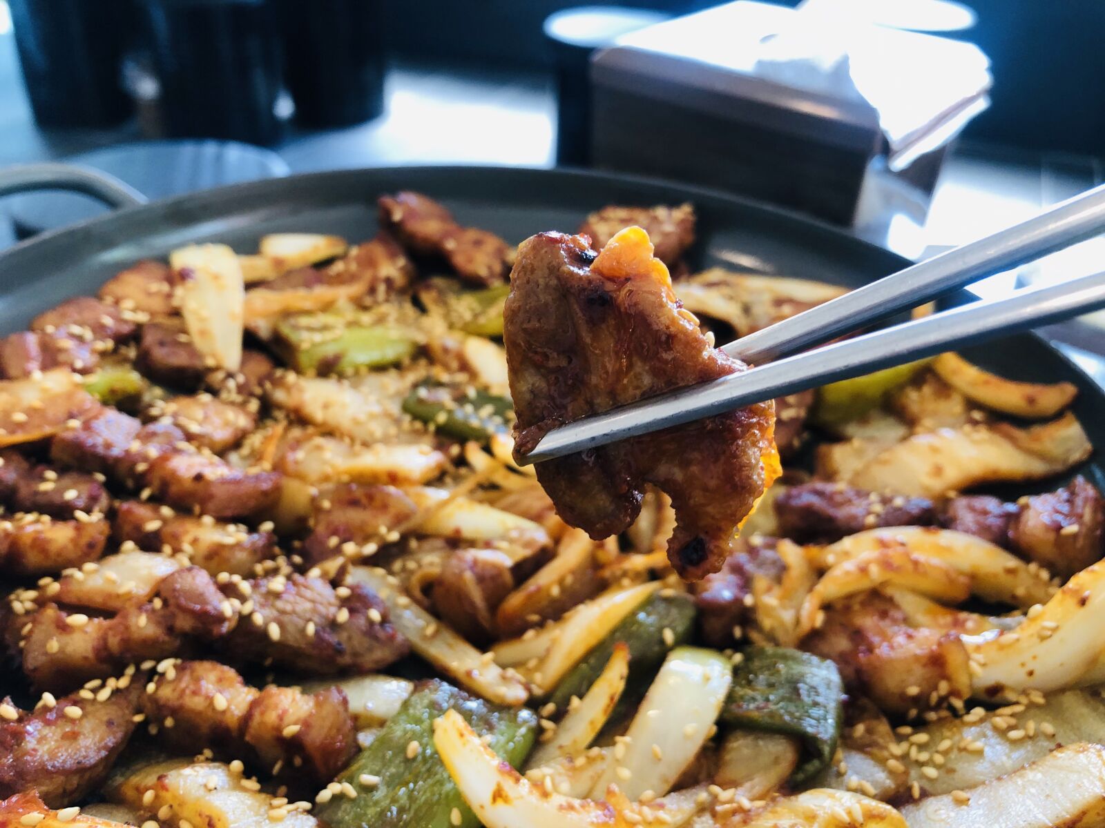iPhone 8 back camera 3.99mm f/1.8 sample photo. Pork, kimchi, pork kimchi photography