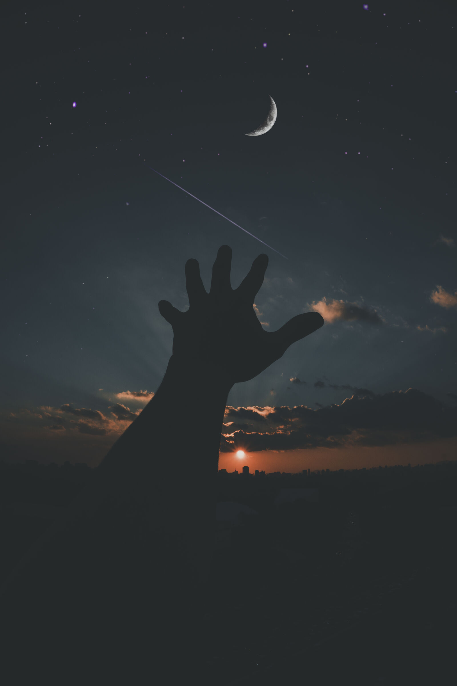 Sony a6300 sample photo. Astronomy, clouds, dusk, hands photography