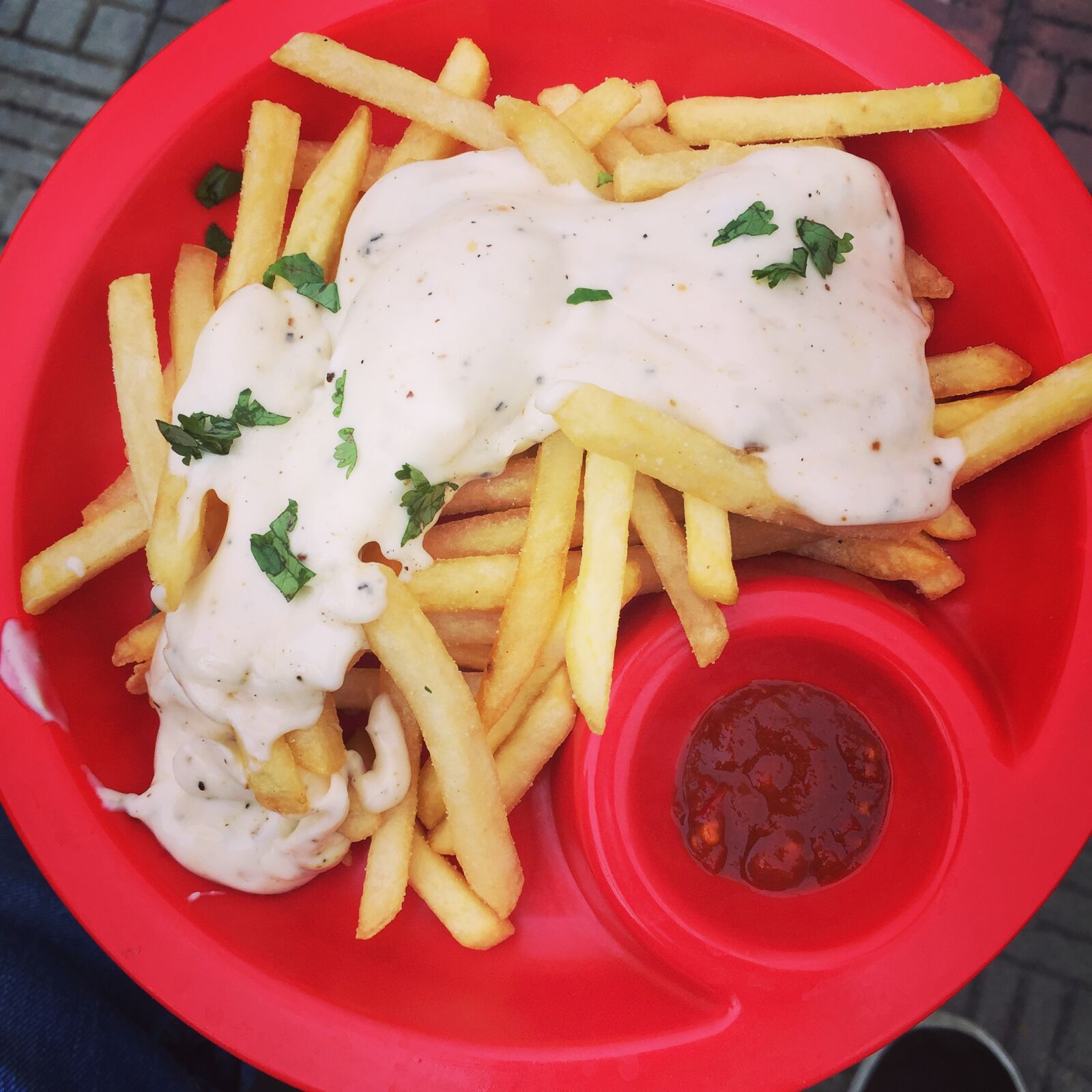 Apple iPhone 6 sample photo. Cream, delicious, french, fries photography