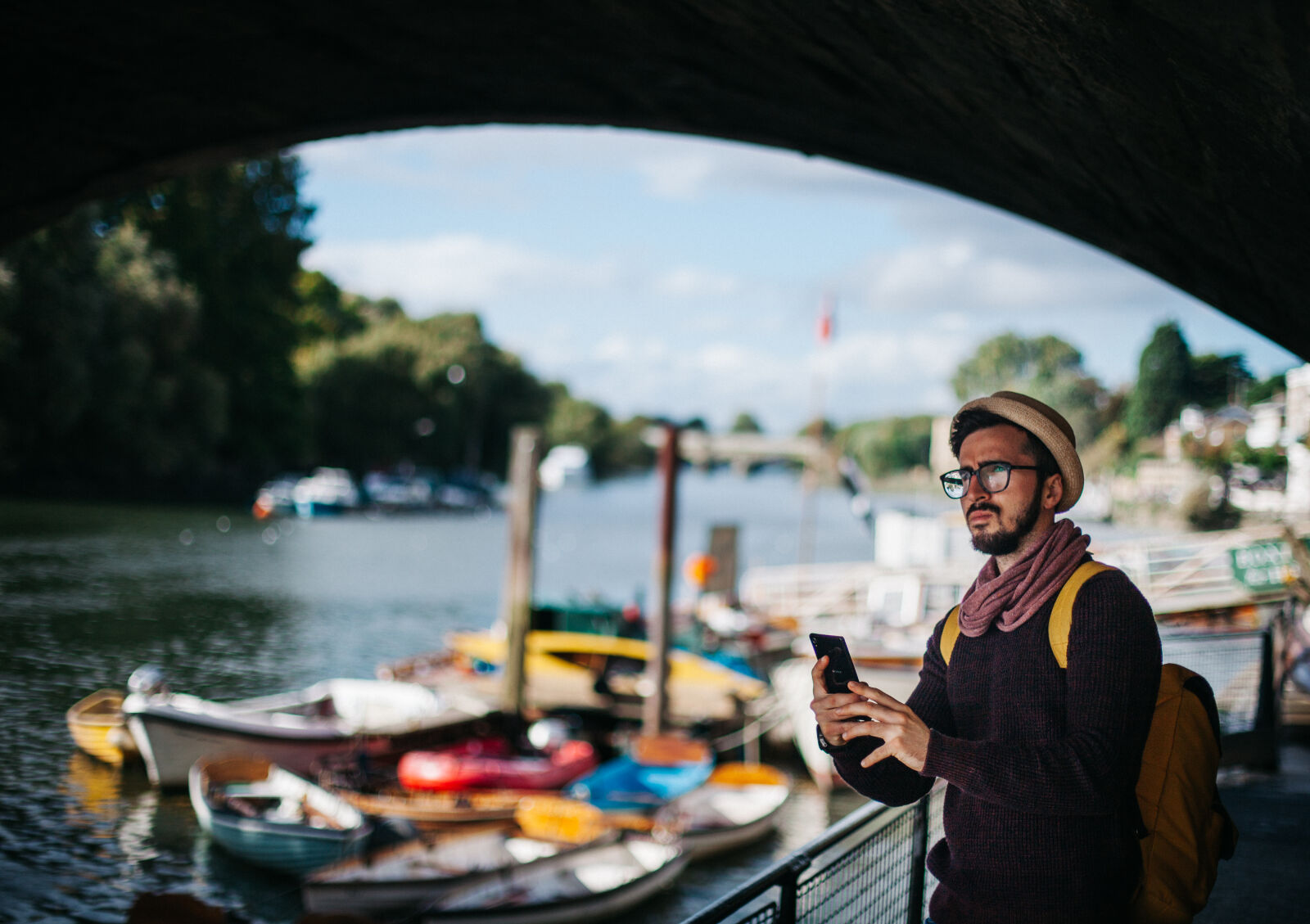 Canon EOS 5D Mark II sample photo. Adult, blur, boats, bridge photography