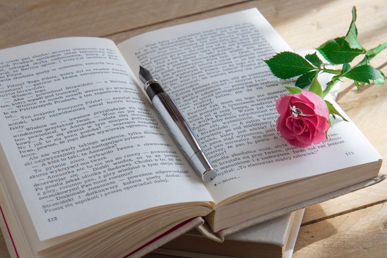 Canon EOS 7D Mark II sample photo. Book, rose, pen photography
