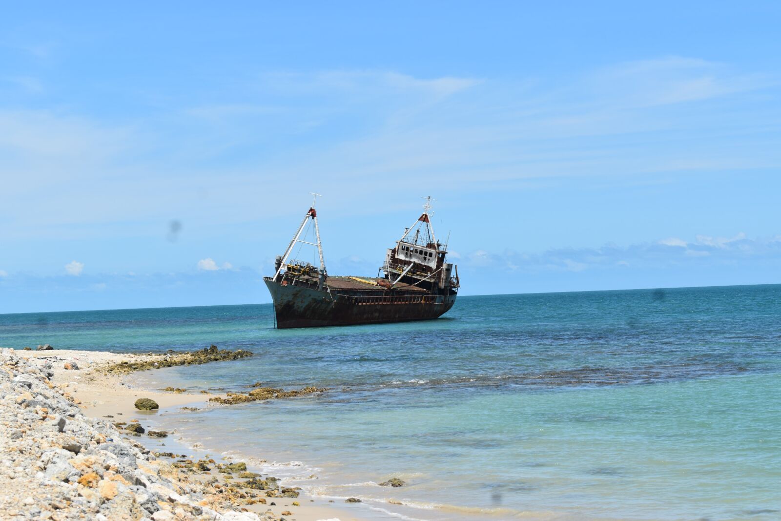 Nikon D3500 sample photo. Sea, ship wreck, beach photography