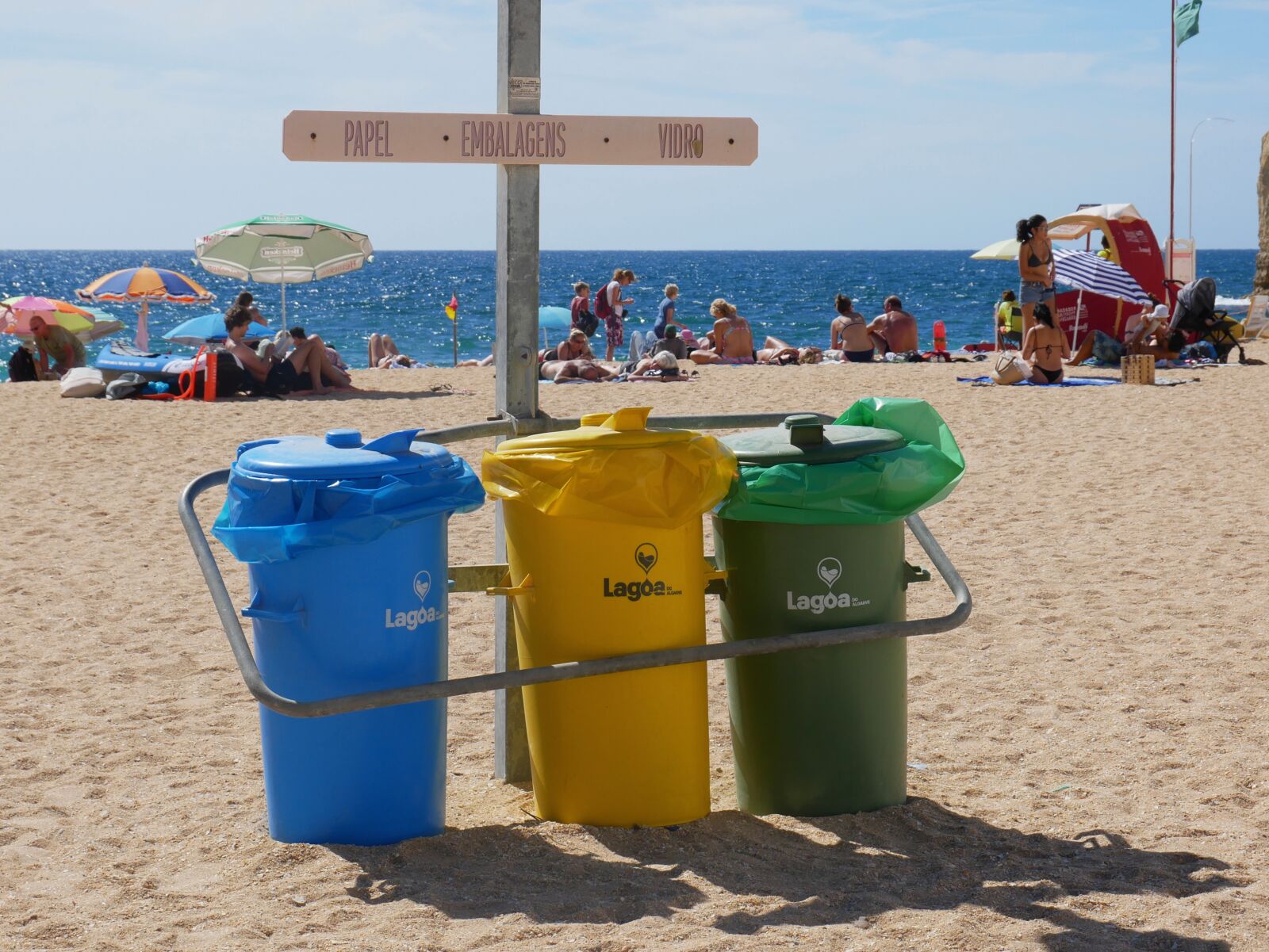 Panasonic Lumix DMC-G85 (Lumix DMC-G80) sample photo. Waste bin, beach, beach photography