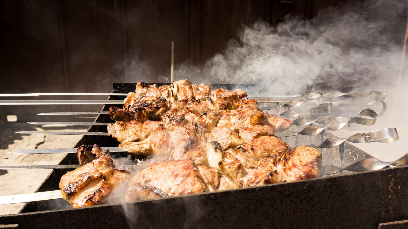 Sony a6000 sample photo. Shish kebab, meat, picnic photography