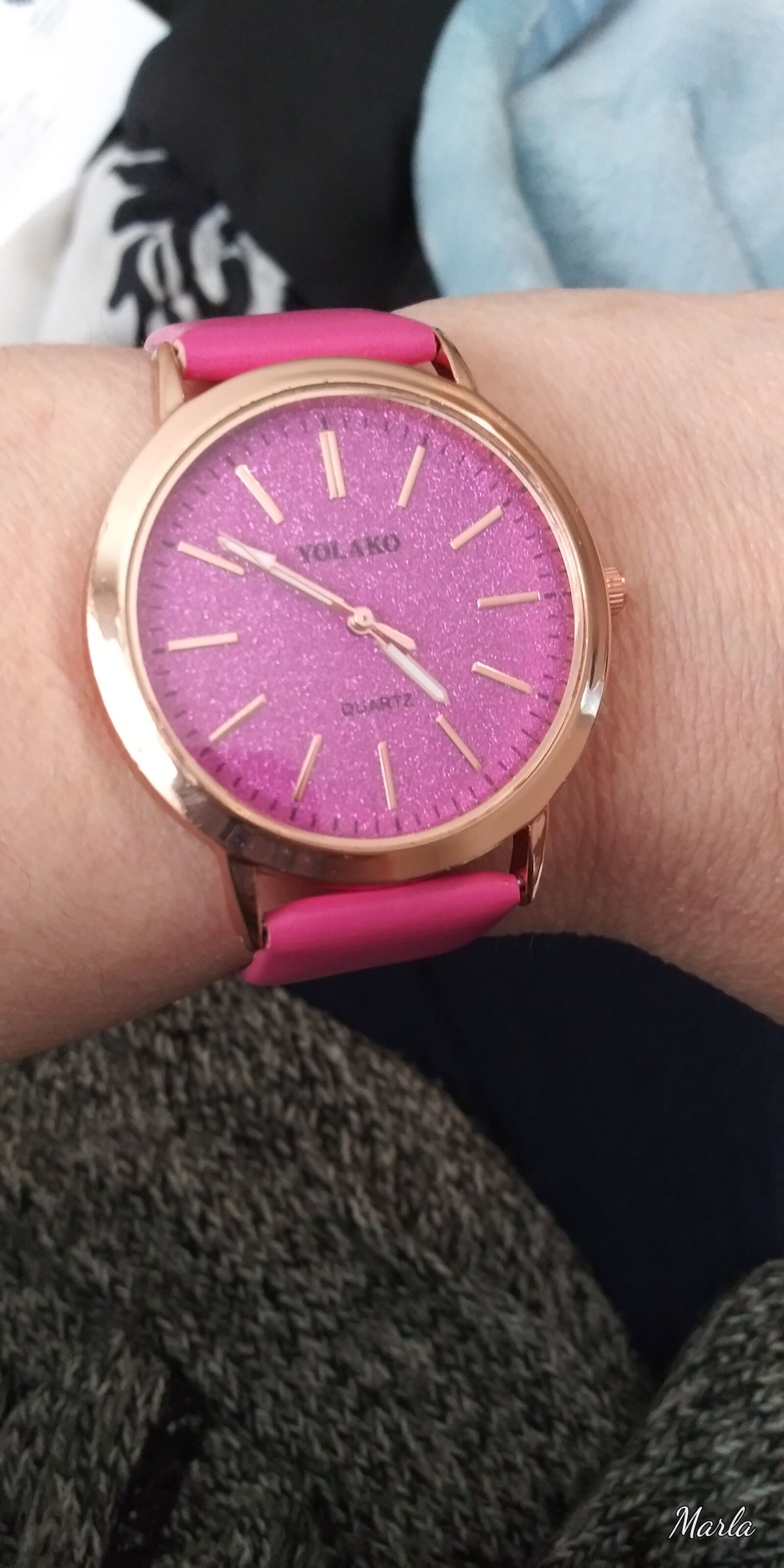 LG LM-Q720 sample photo. Pink, time, watch photography