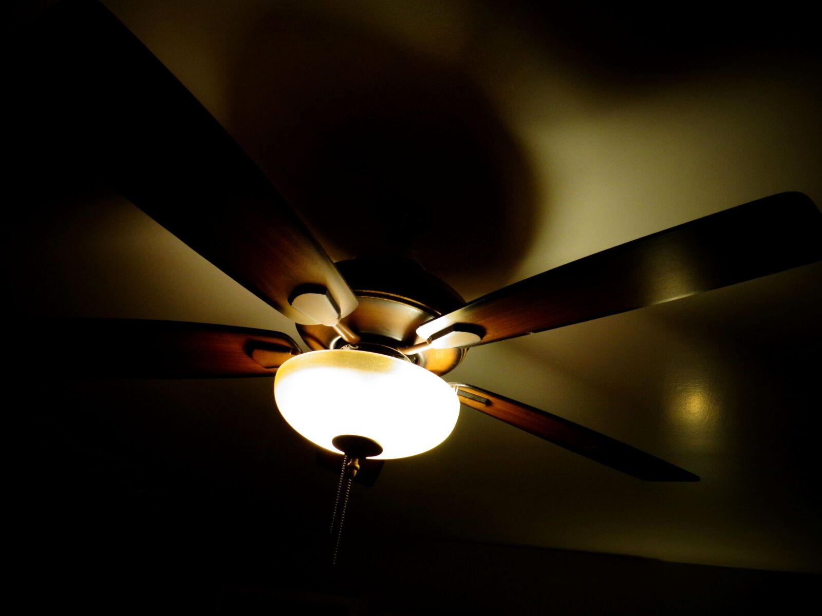 Sony Cyber-shot DSC-W690 sample photo. Ceiling fan, light, darkness photography
