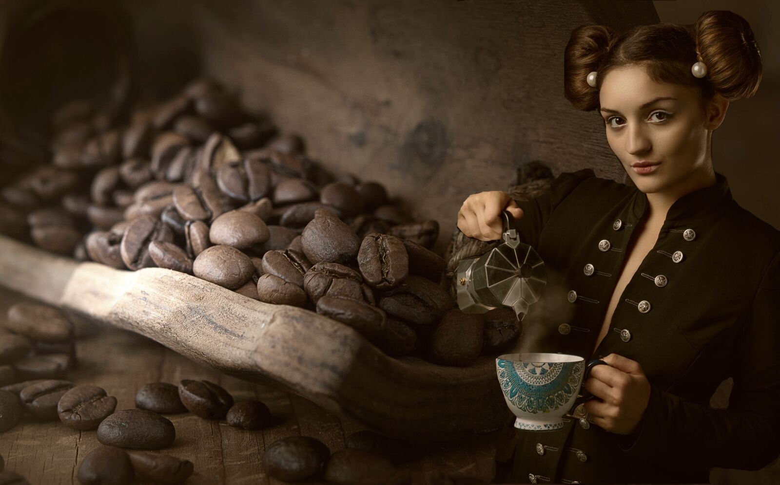 Nikon D7100 sample photo. Woman, coffee, beans photography