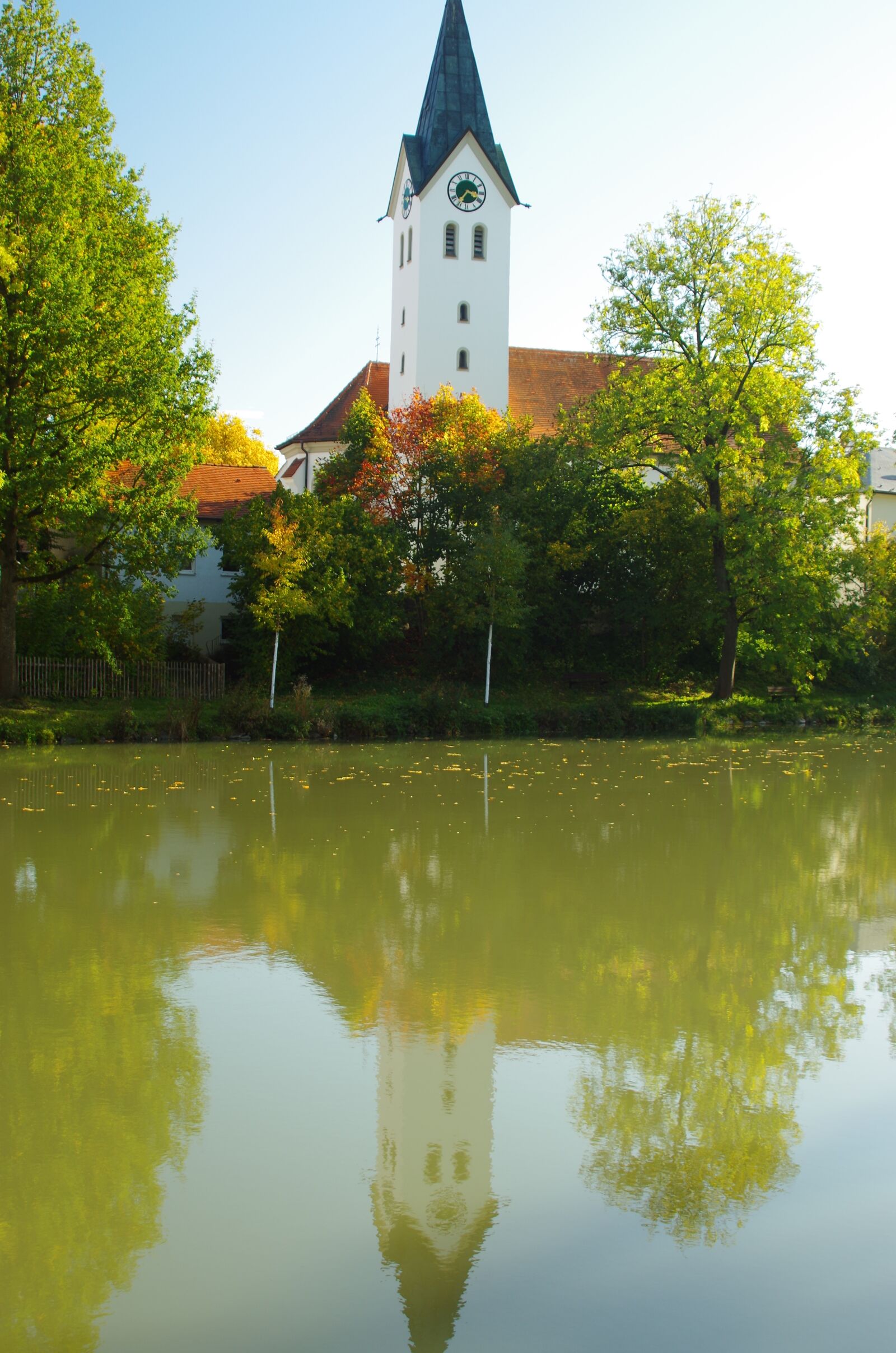 Pentax K-50 sample photo. Church, water, lake photography