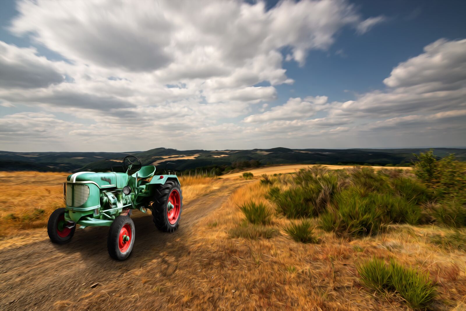 Nikon D5300 sample photo. Oil painting, tractor, agriculture photography