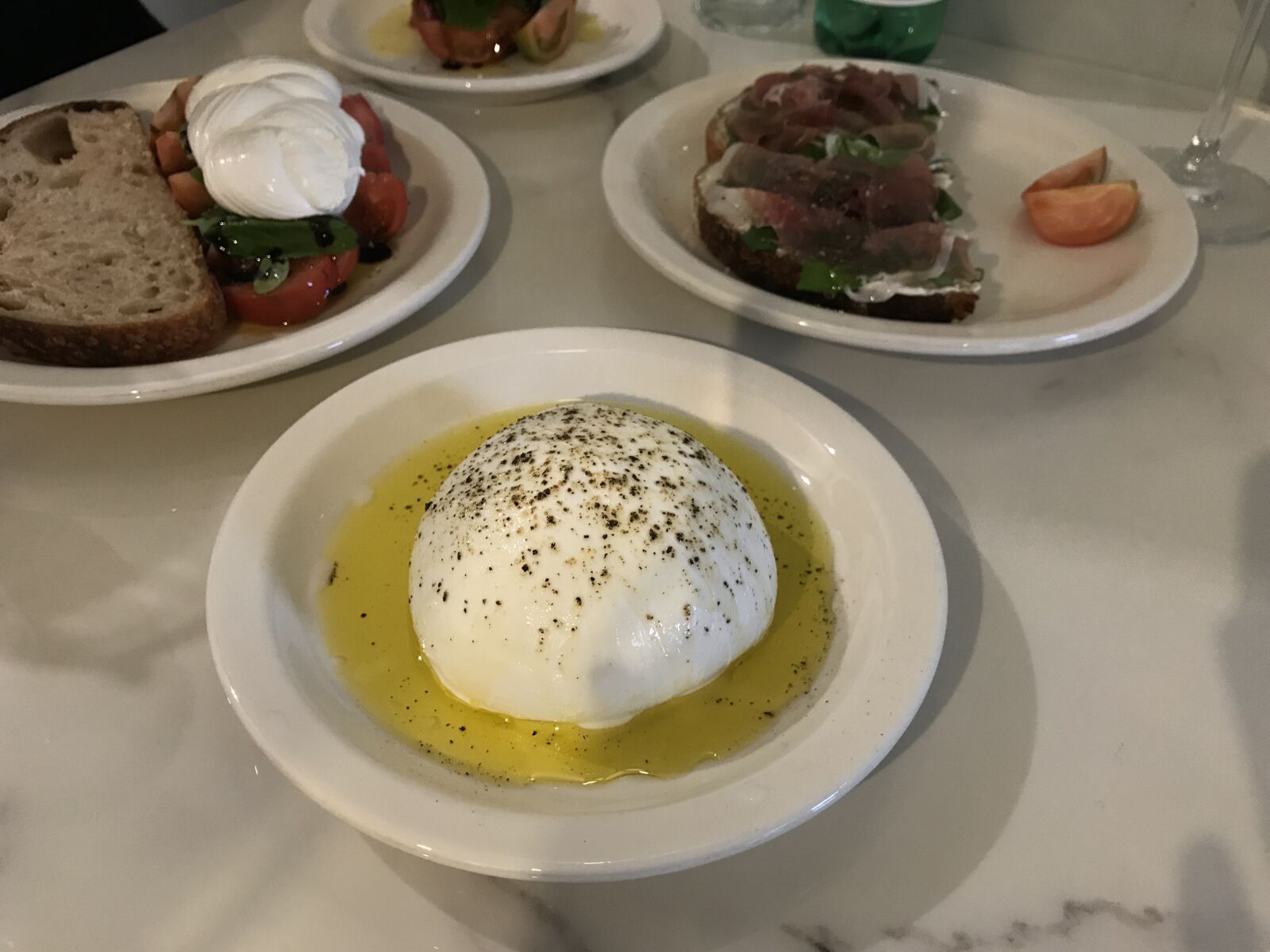 iPhone 7 back camera 3.99mm f/1.8 sample photo. Cheese, burrata, lunch photography