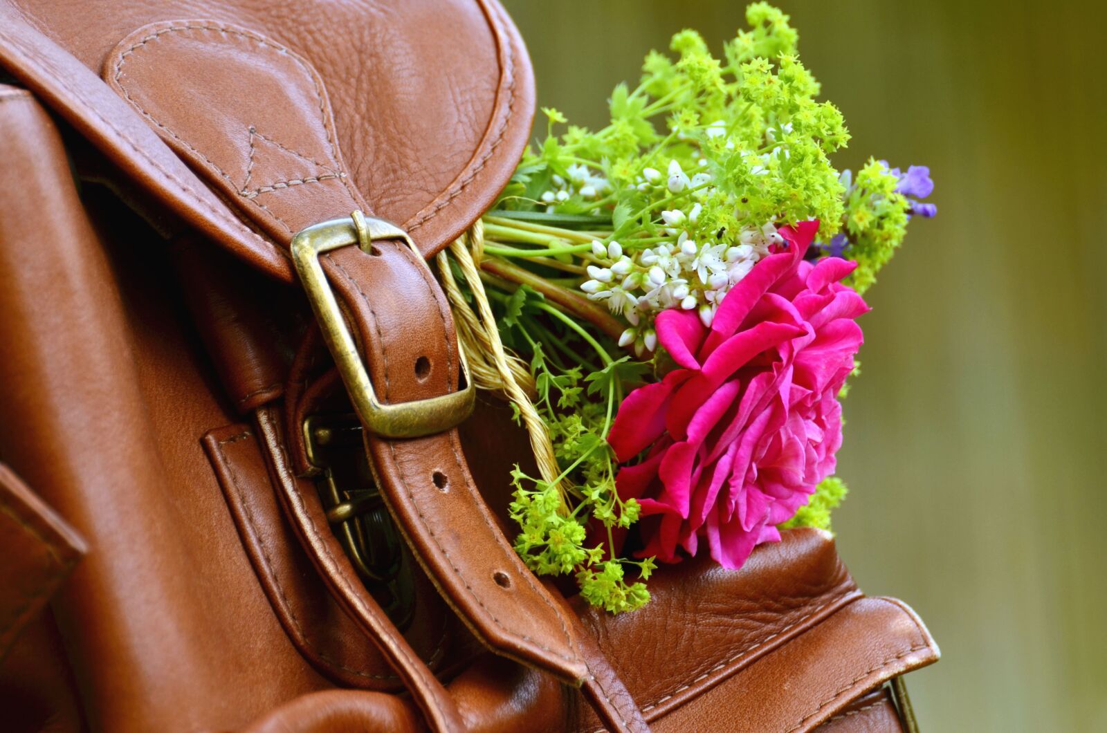 Nikon D5100 sample photo. Bag, leather, buckle, flower photography