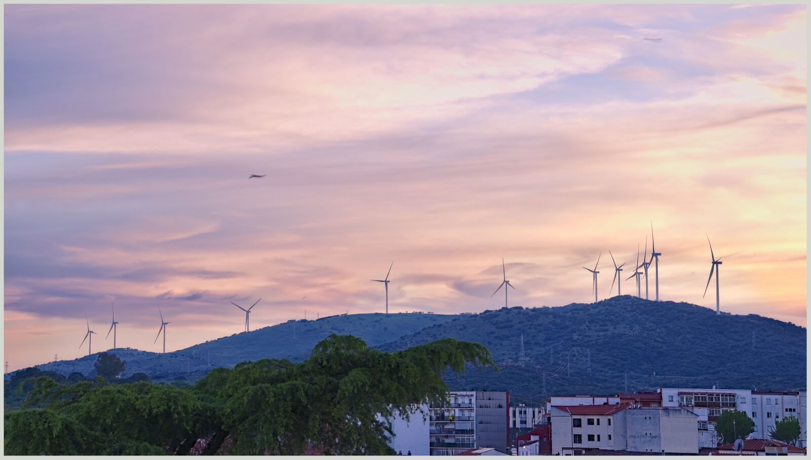 Sony a7R II + Sony FE 24-240mm F3.5-6.3 OSS sample photo. Backlight, sunset, windmills photography