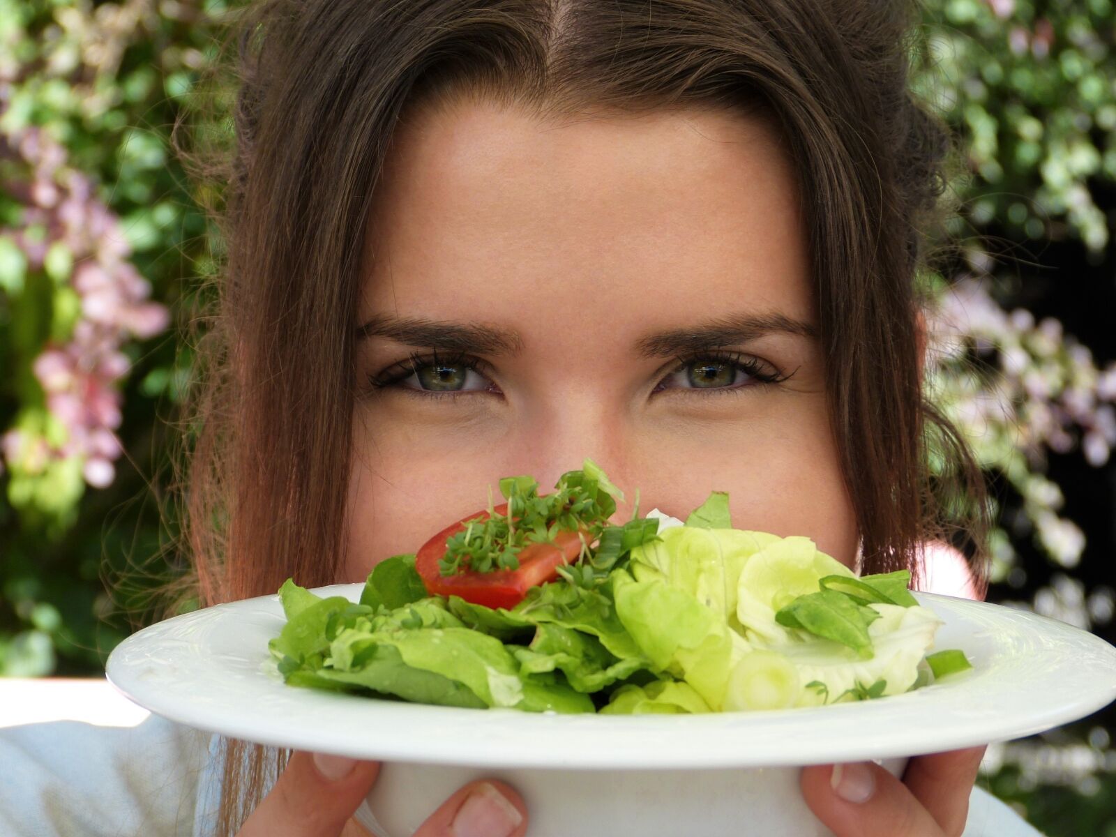 Panasonic Lumix DMC-FZ150 sample photo. Salad, plate, girl photography
