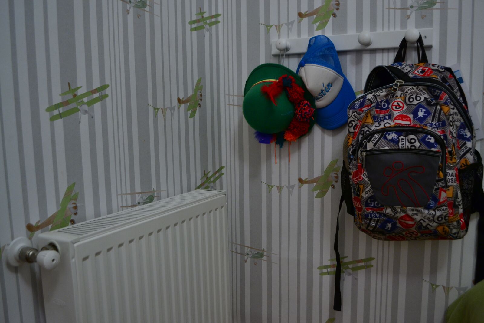 Nikon D3100 sample photo. Room, back pack, house photography