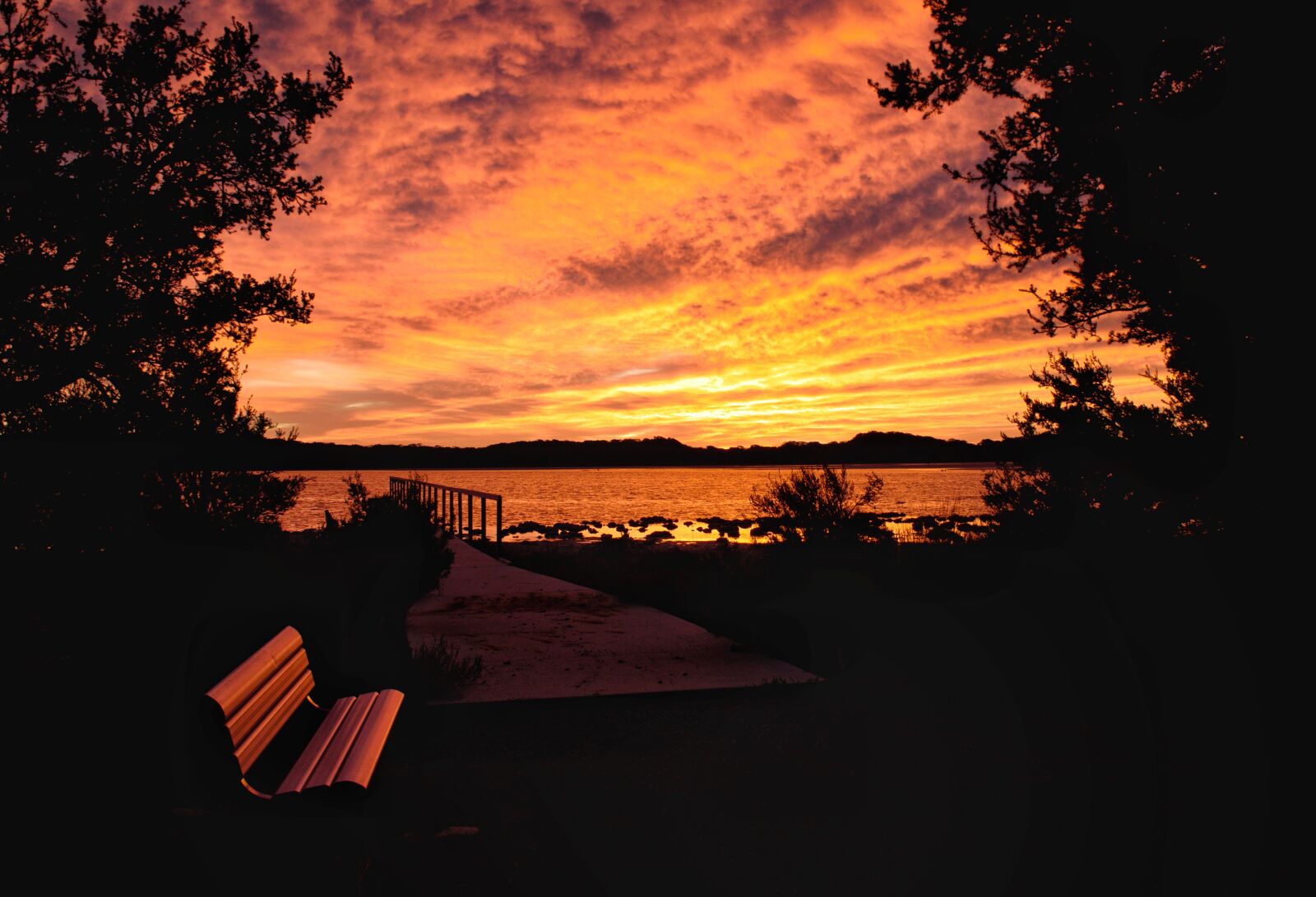Nikon D3300 sample photo. Sunrise, dawn, bench photography