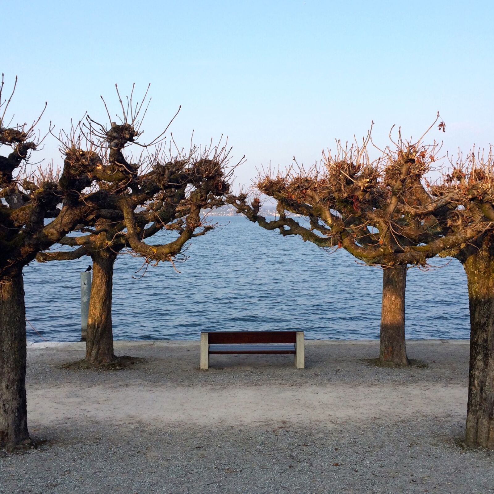 Apple iPhone 5s sample photo. Bench, centre, lake, sky photography