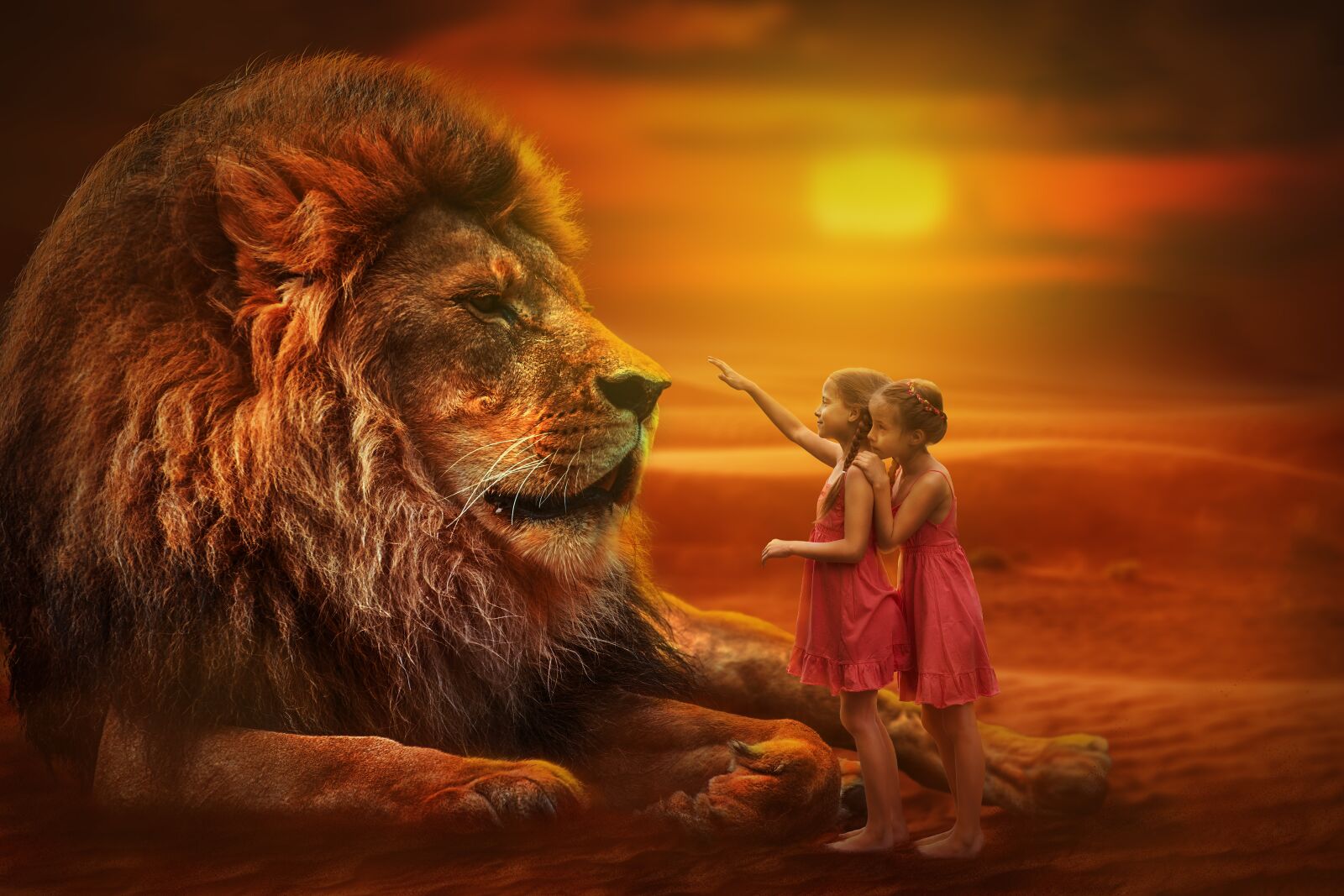 Canon EOS 5D Mark III sample photo. Lion, people, twins photography