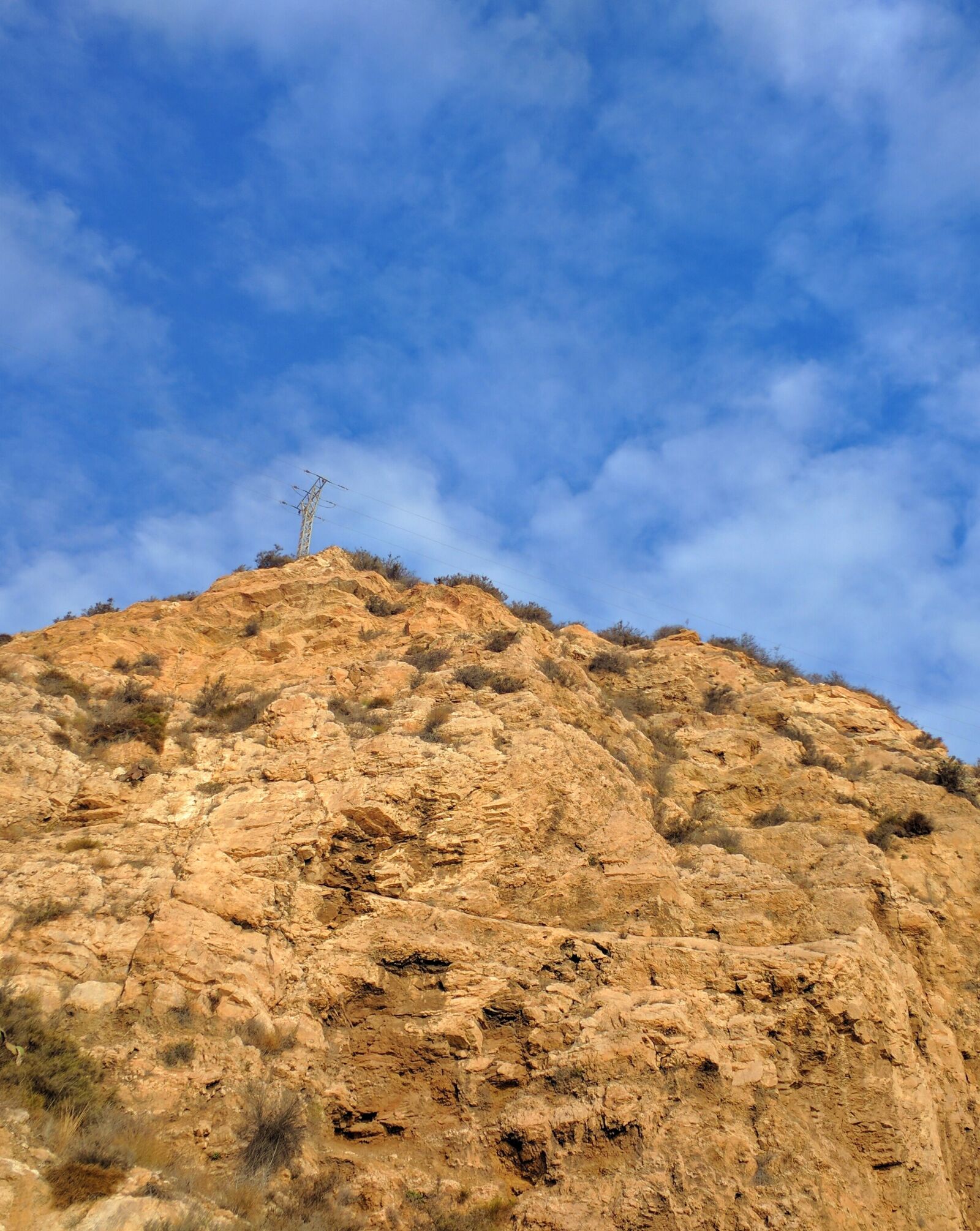 Motorola Nexus 6 sample photo. Cliff, sky, pylon photography