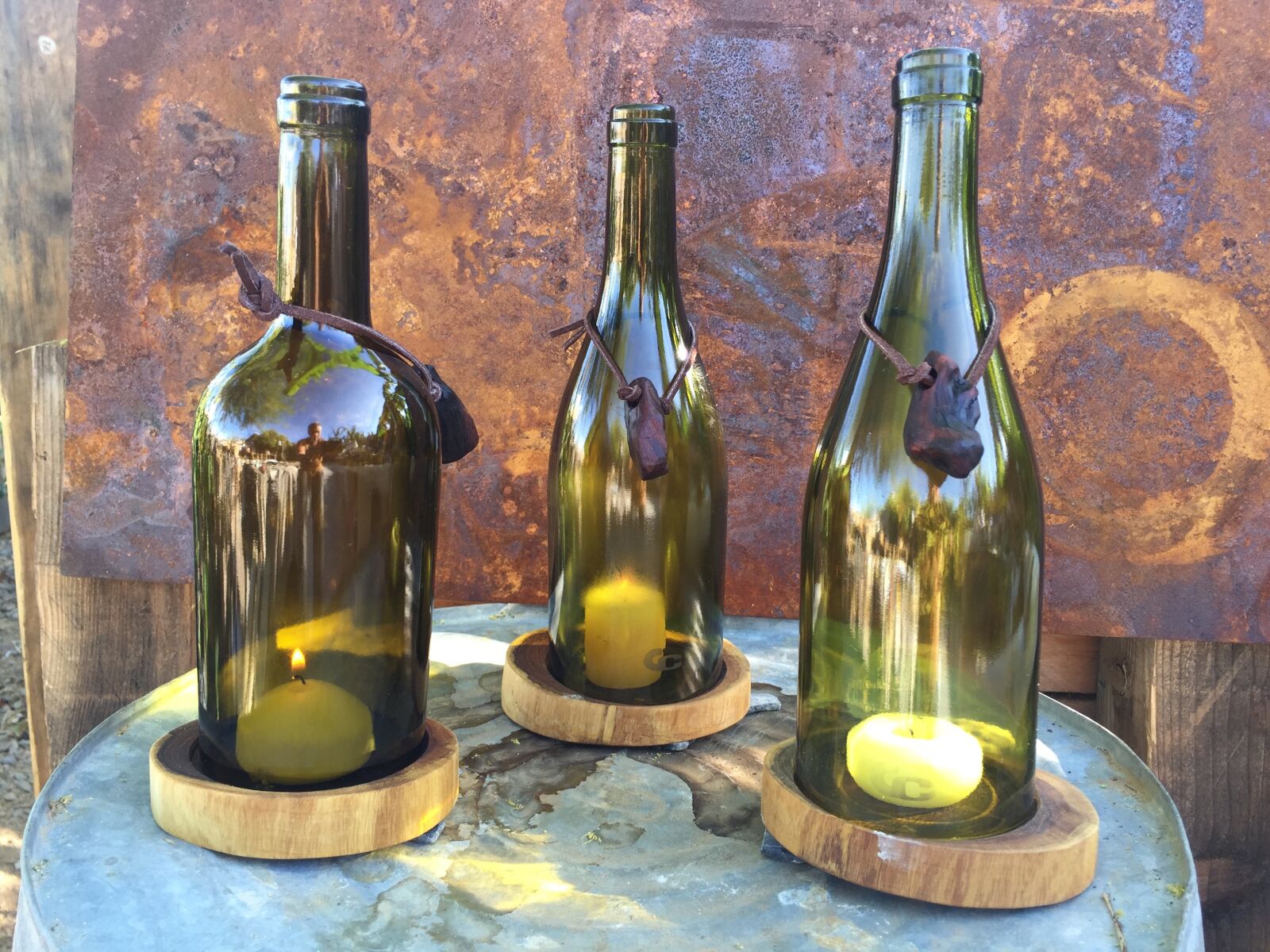 Apple iPhone 6 sample photo. Wine bottle, candle holder photography