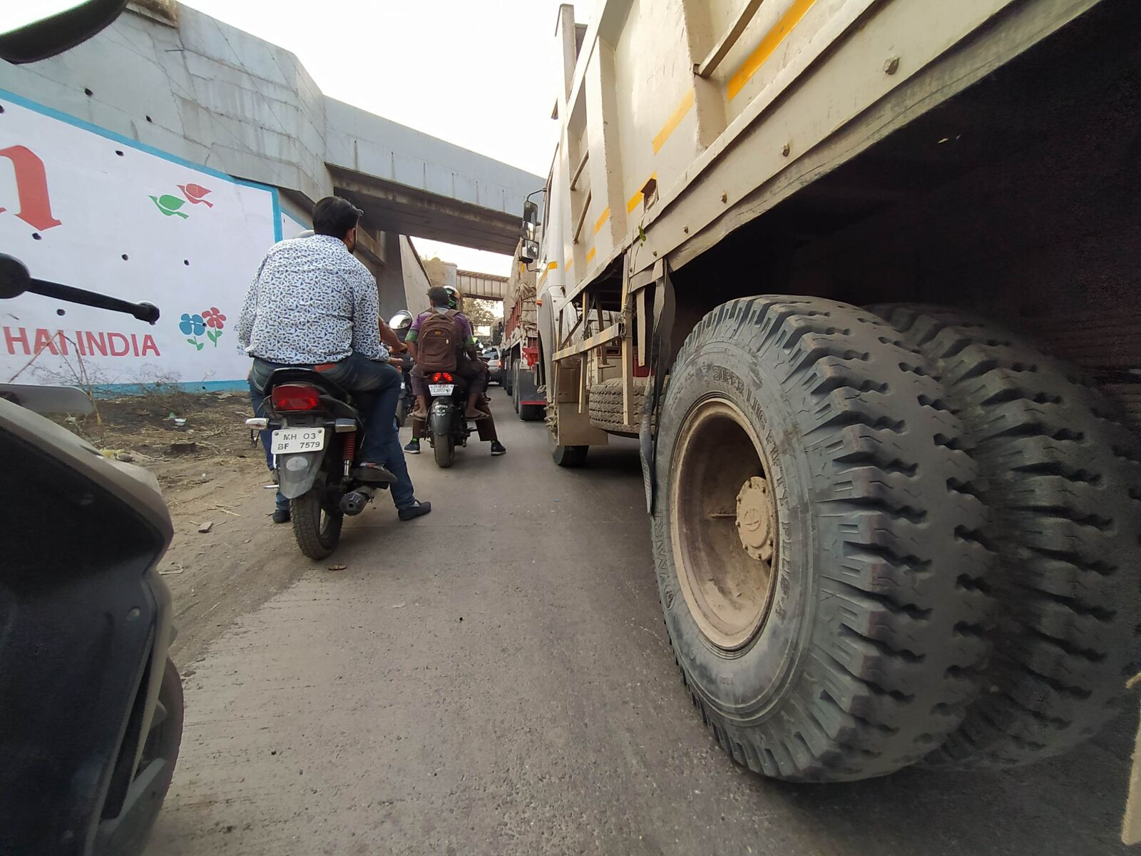 Xiaomi Mi A3 sample photo. Road, truck, tyres photography