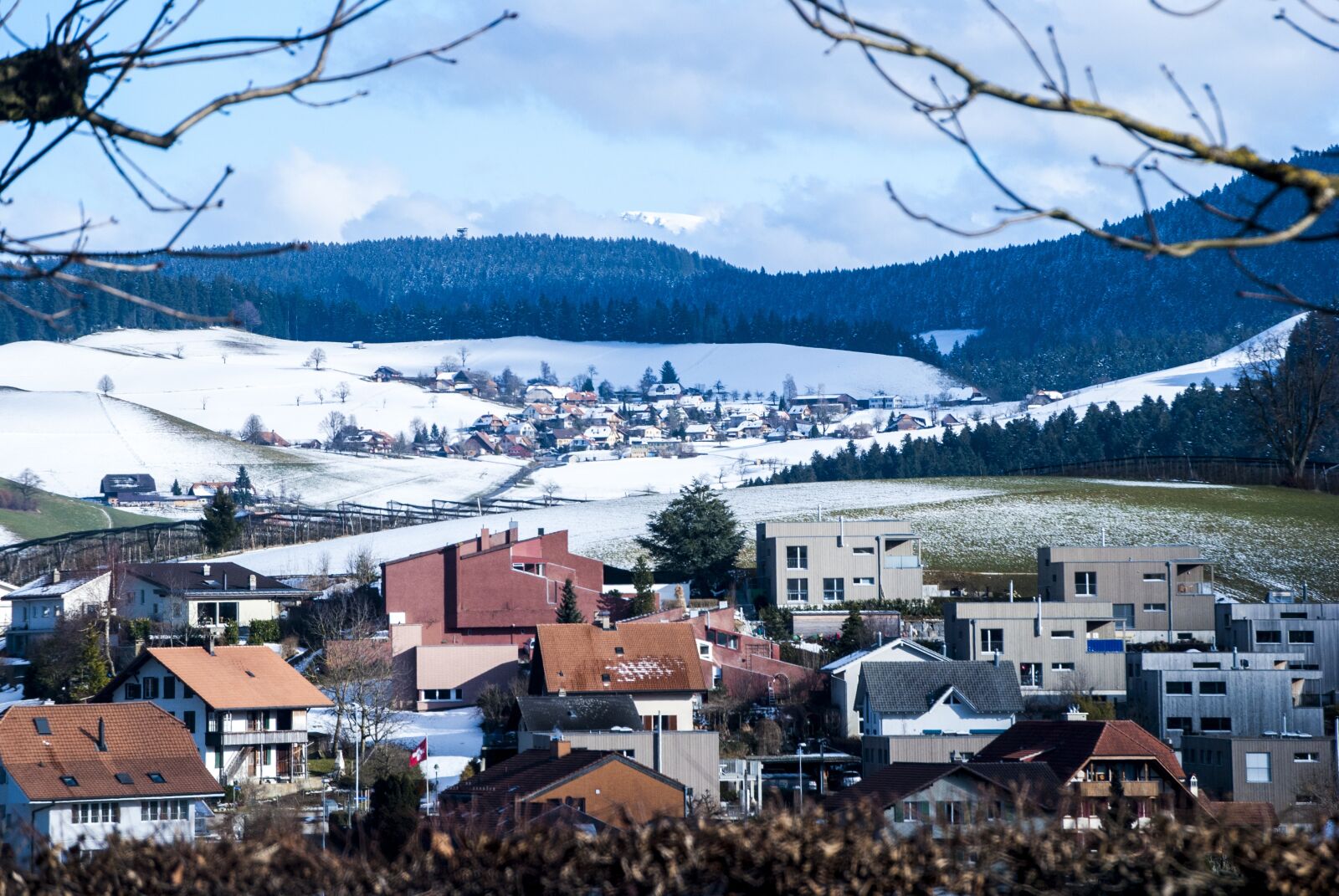 Nikon D3000 sample photo. Village, snow, mountain photography