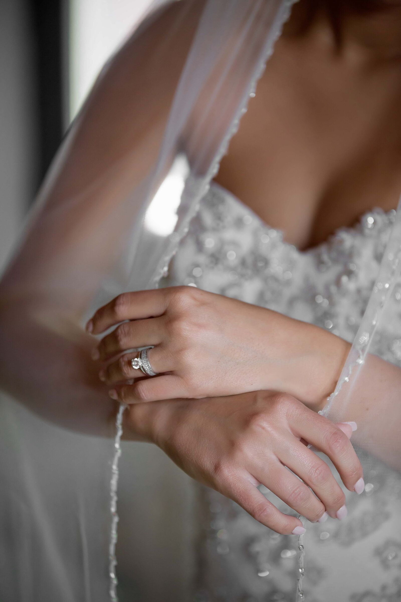Canon EF 70-200mm F2.8L IS II USM sample photo. Diamond, veil, wedding ring photography