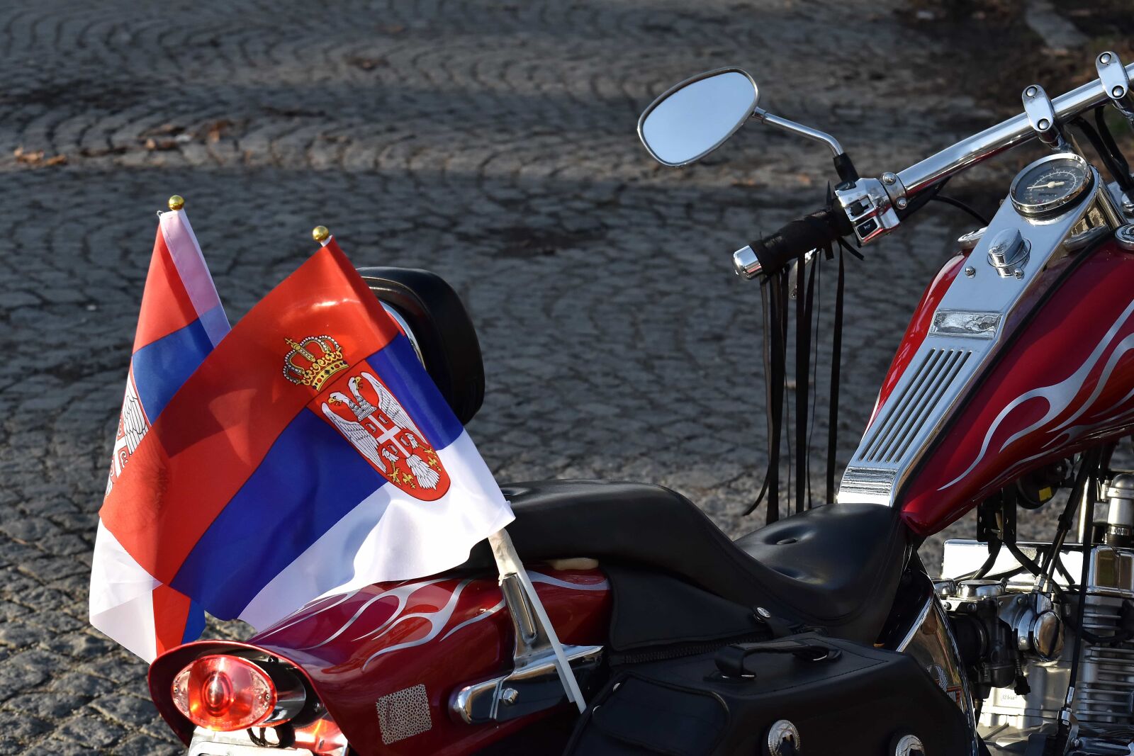 Nikon D5500 sample photo. Flag, mirror, motorcycle, serbia photography