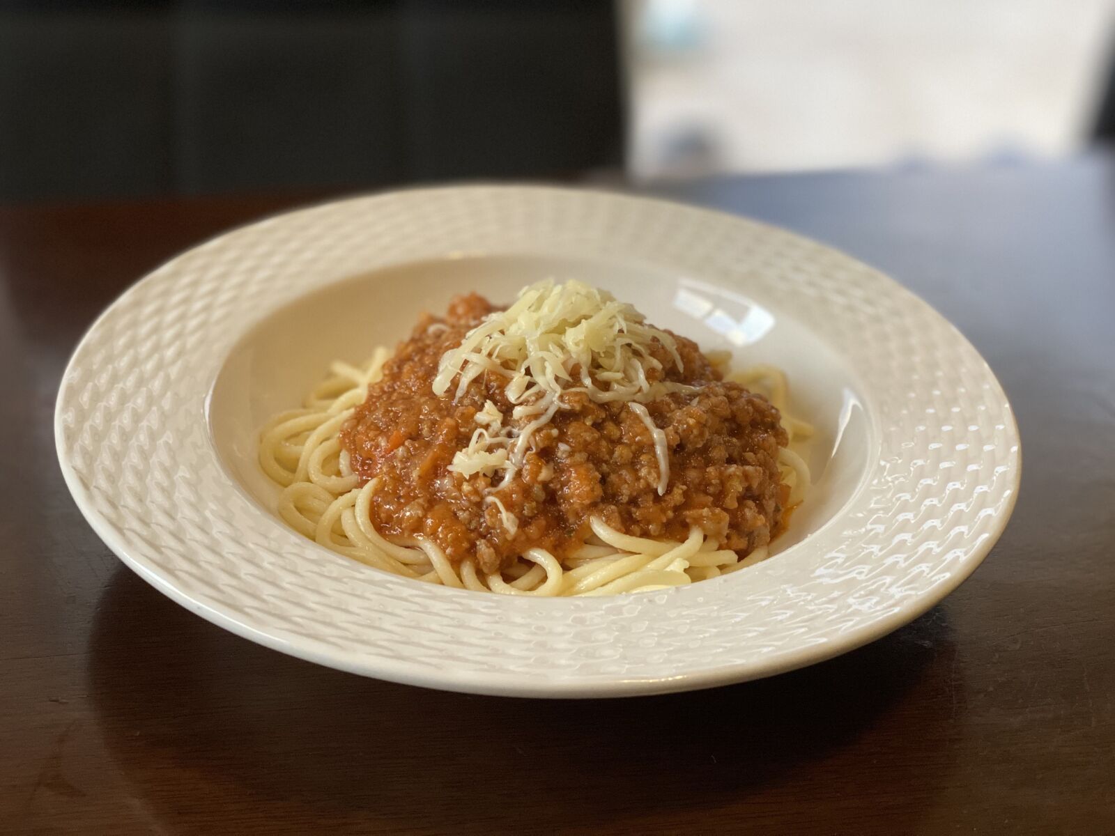 Apple iPhone 11 Pro Max sample photo. Spaghetti, minced beef sauce photography