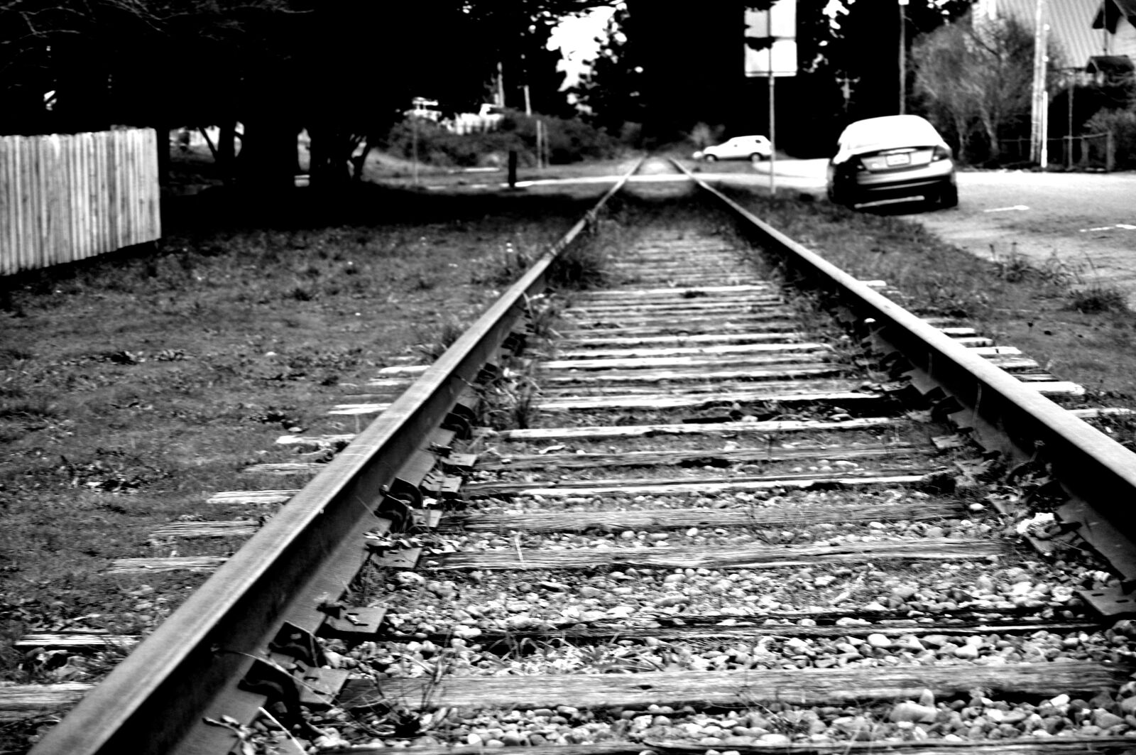 Nikon D5000 sample photo. Railroad, black white, old photography