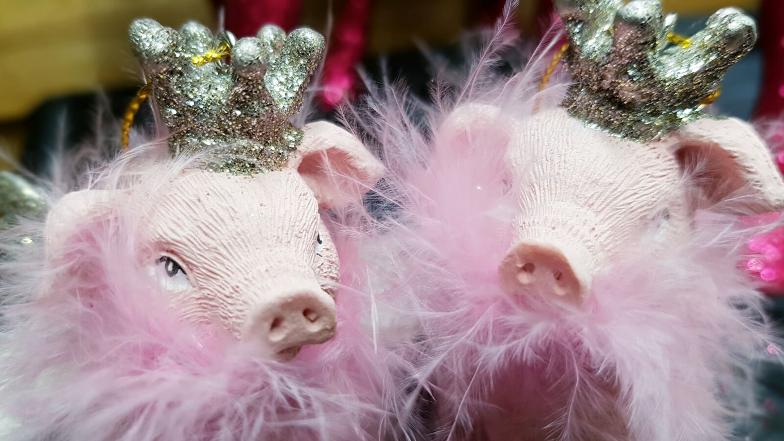 Samsung Galaxy S7 Edge sample photo. Pig, crown, feather boa photography