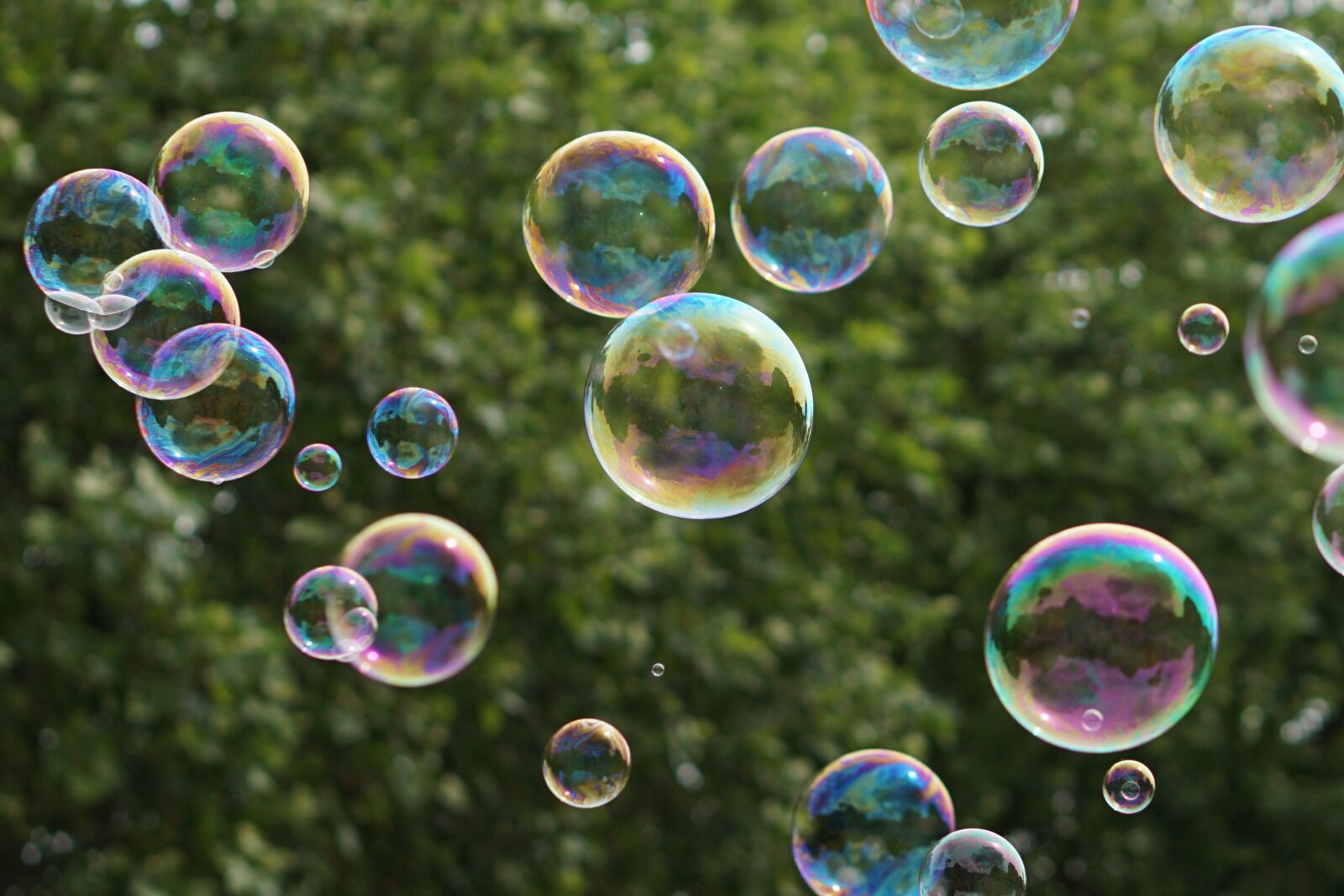 E 50mm F1.8 OSS sample photo. Soap bubbles, green, farbenspiel photography