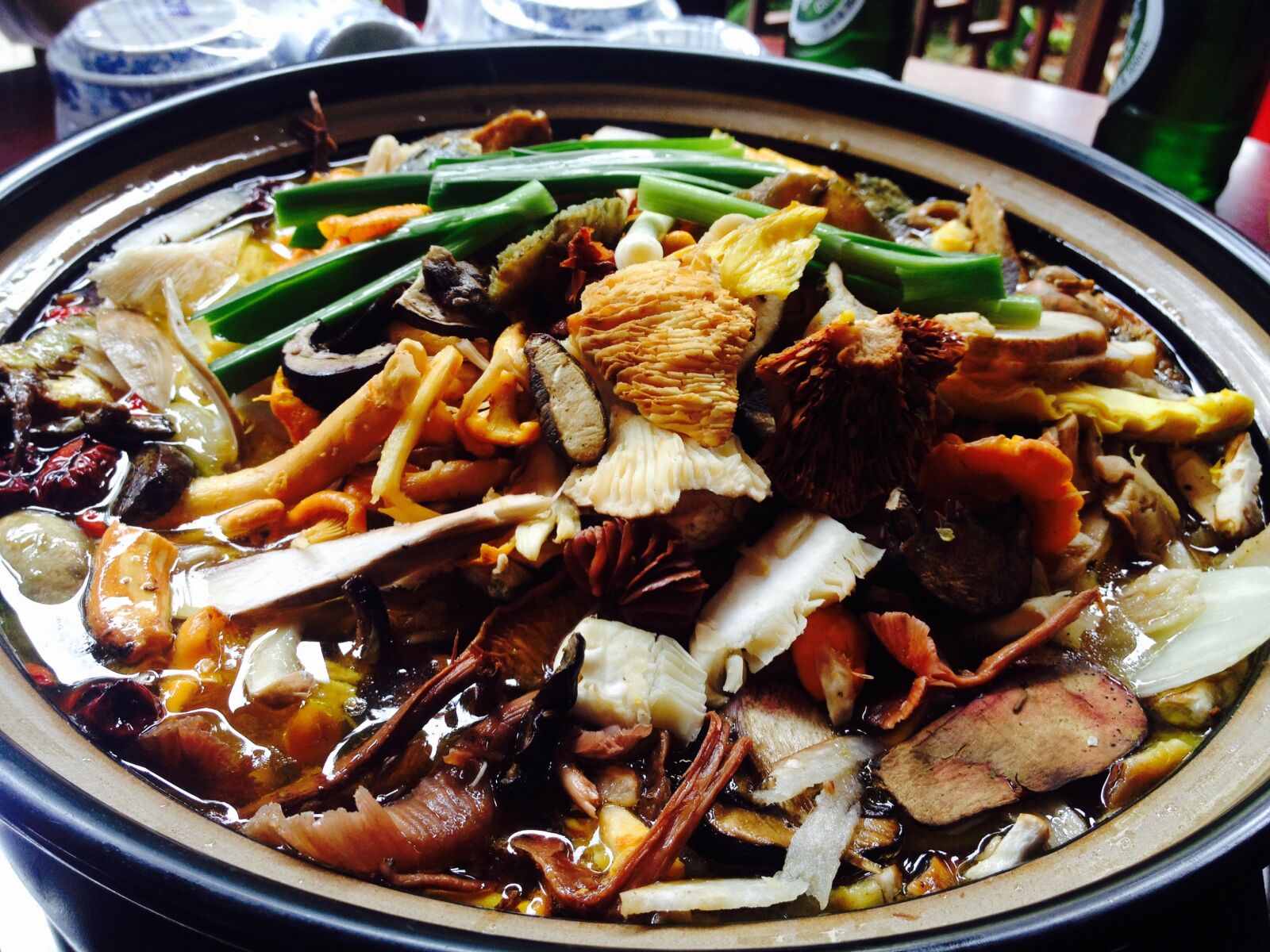 iPhone 4S back camera 4.28mm f/2.4 sample photo. Chafing dish, wild mushroom photography
