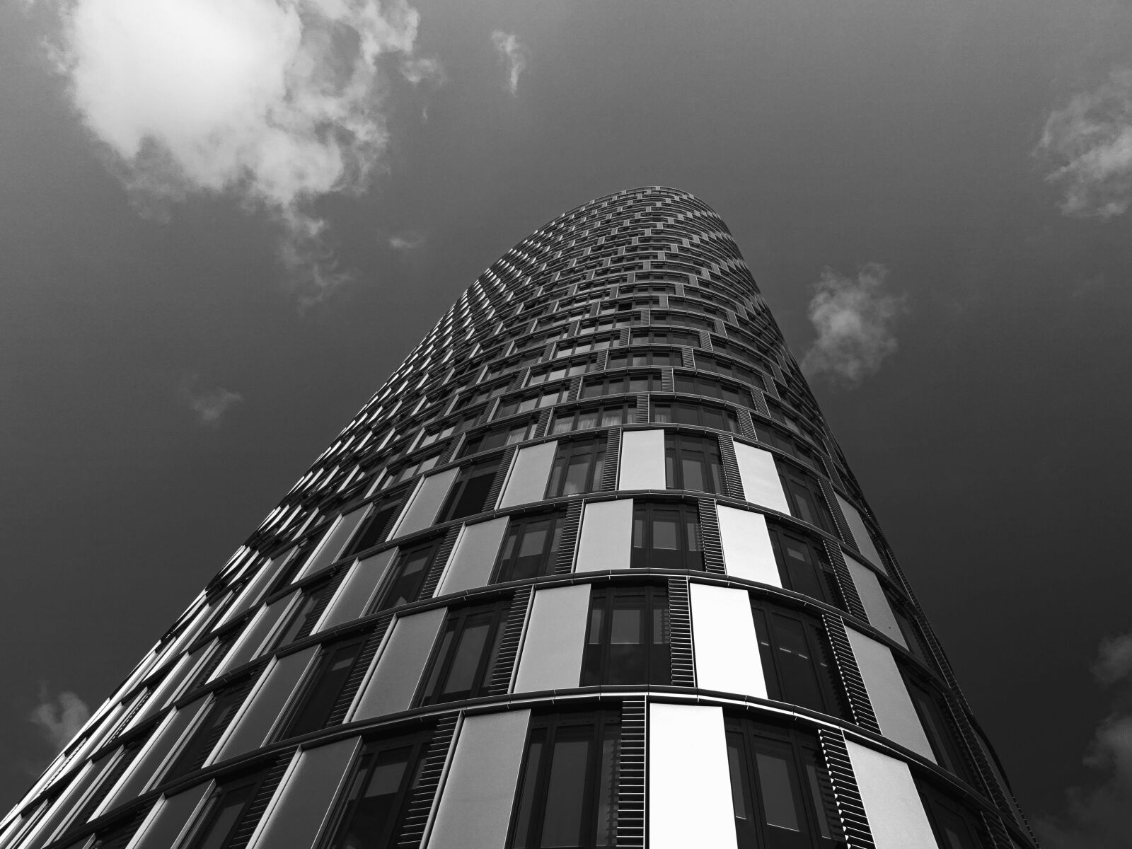 Sony DSC-HX60 sample photo. Tower, windows, monochrome, sky photography