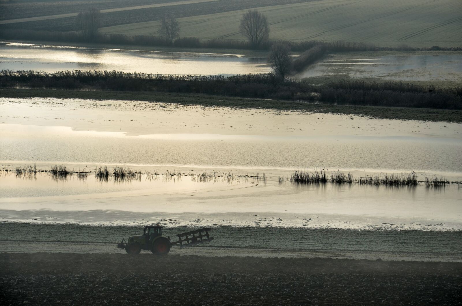 Nikon D5100 sample photo. Flood, tractor, river photography