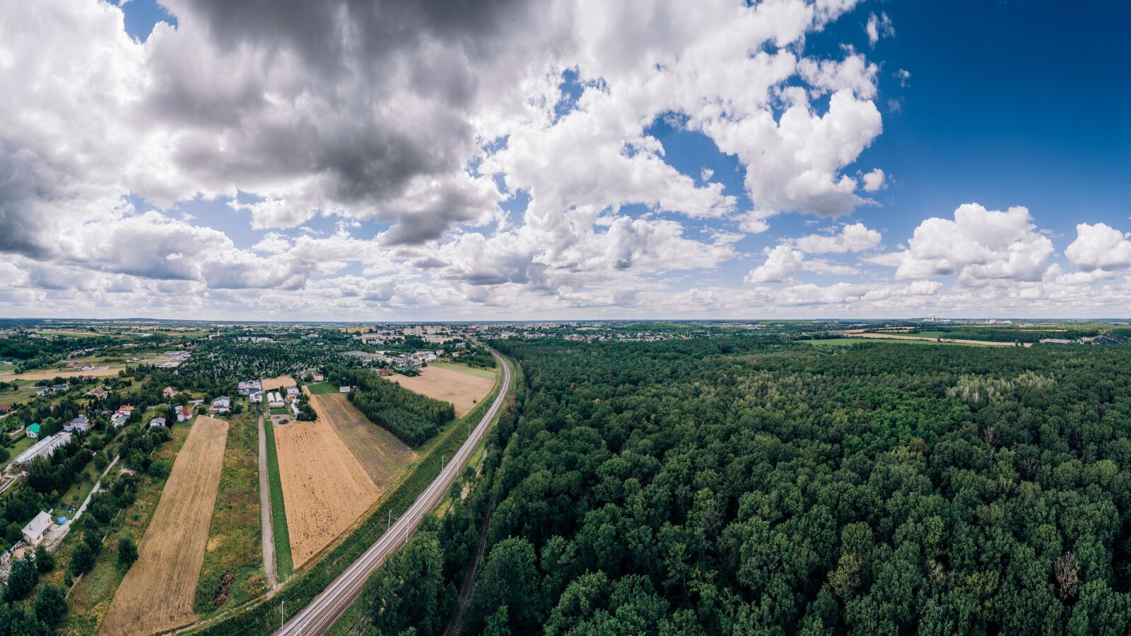 DJI FC6310 sample photo. Panorama, tracks, train photography