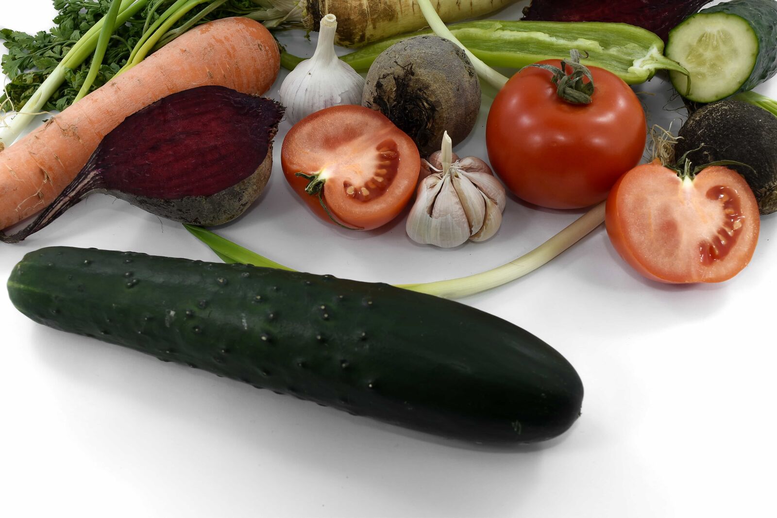 Nikon D5500 sample photo. Beetroot, celery, cucumber, parsley photography