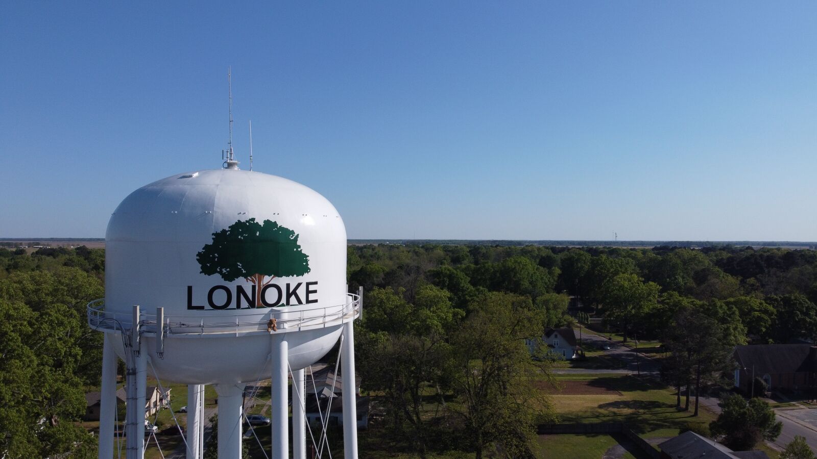 DJI FC7203 sample photo. Lonoke, water tank, trees photography