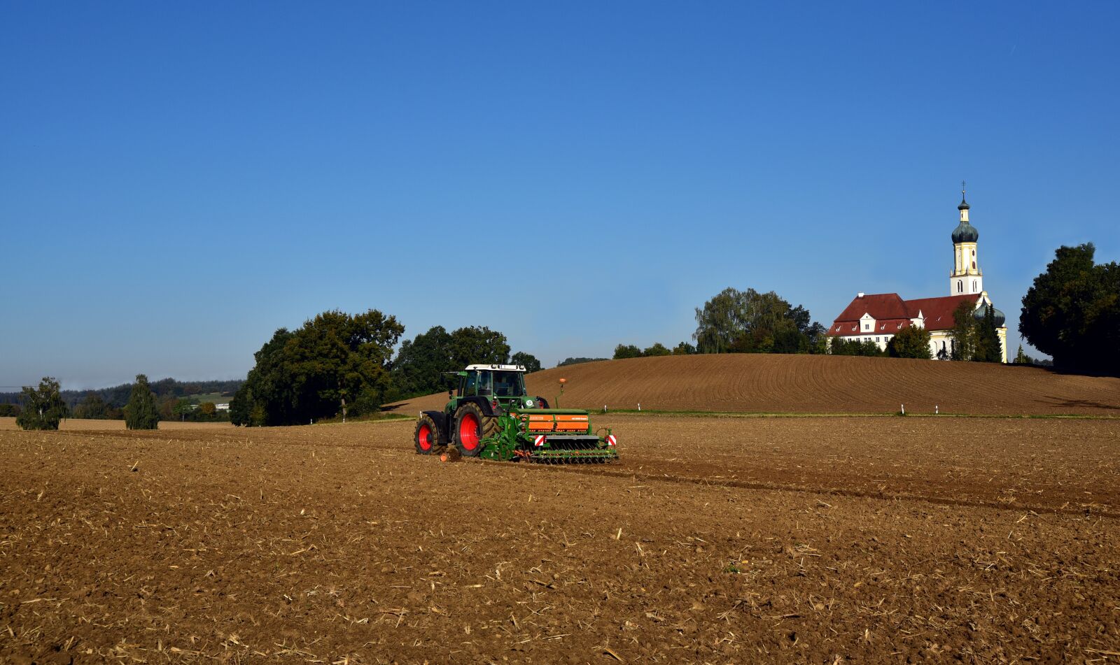 Nikon D750 sample photo. Church, hill, tractor photography