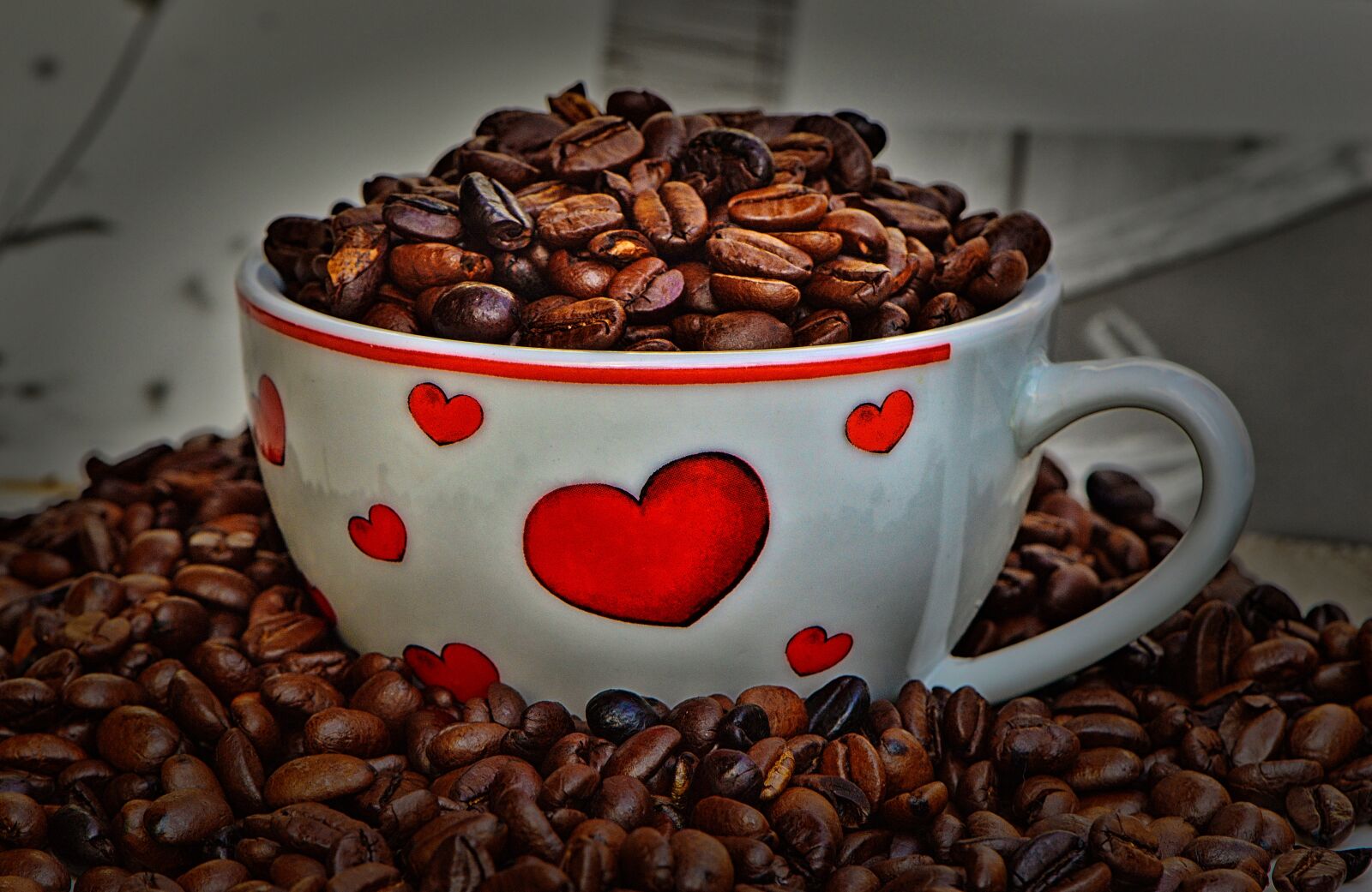 Nikon D3200 sample photo. Coffee beans, cup, coffee photography