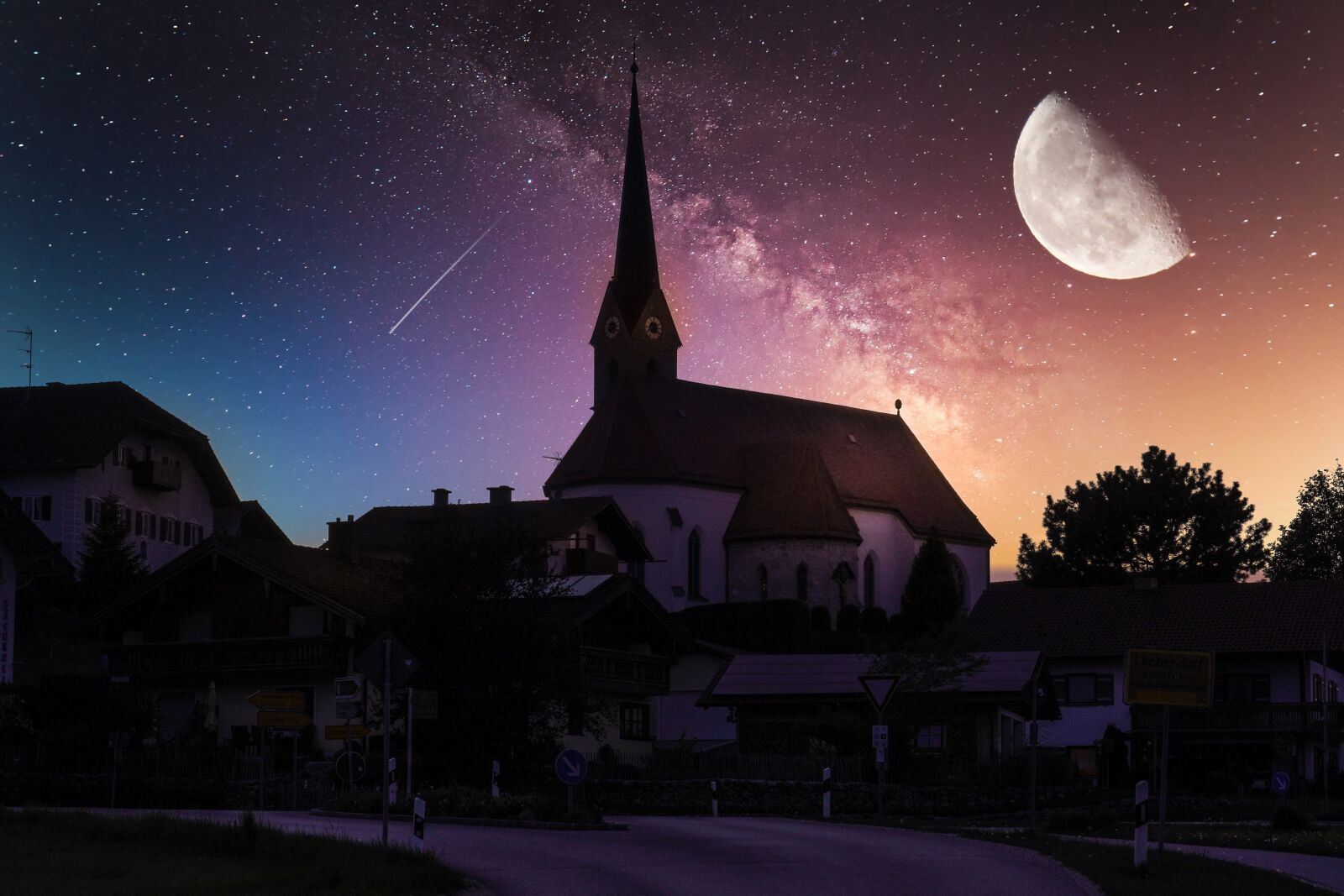 Sony a6400 sample photo. Composing, church at night photography
