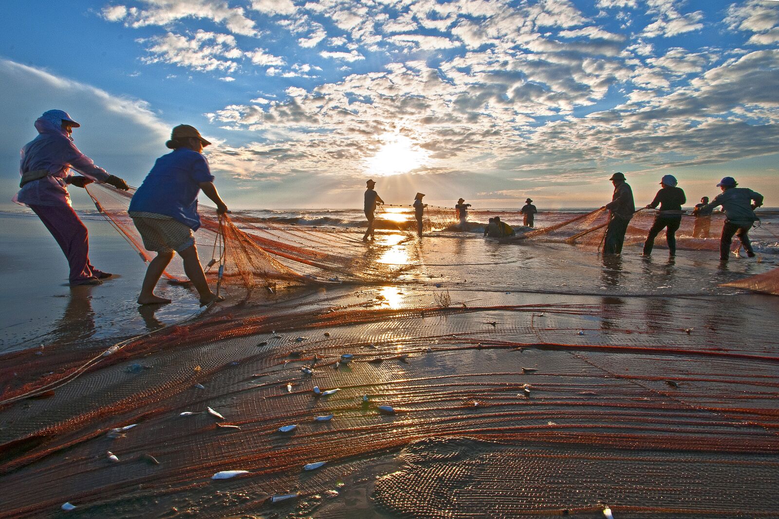 Nikon D90 sample photo. Drag-net, the sea, dawn photography