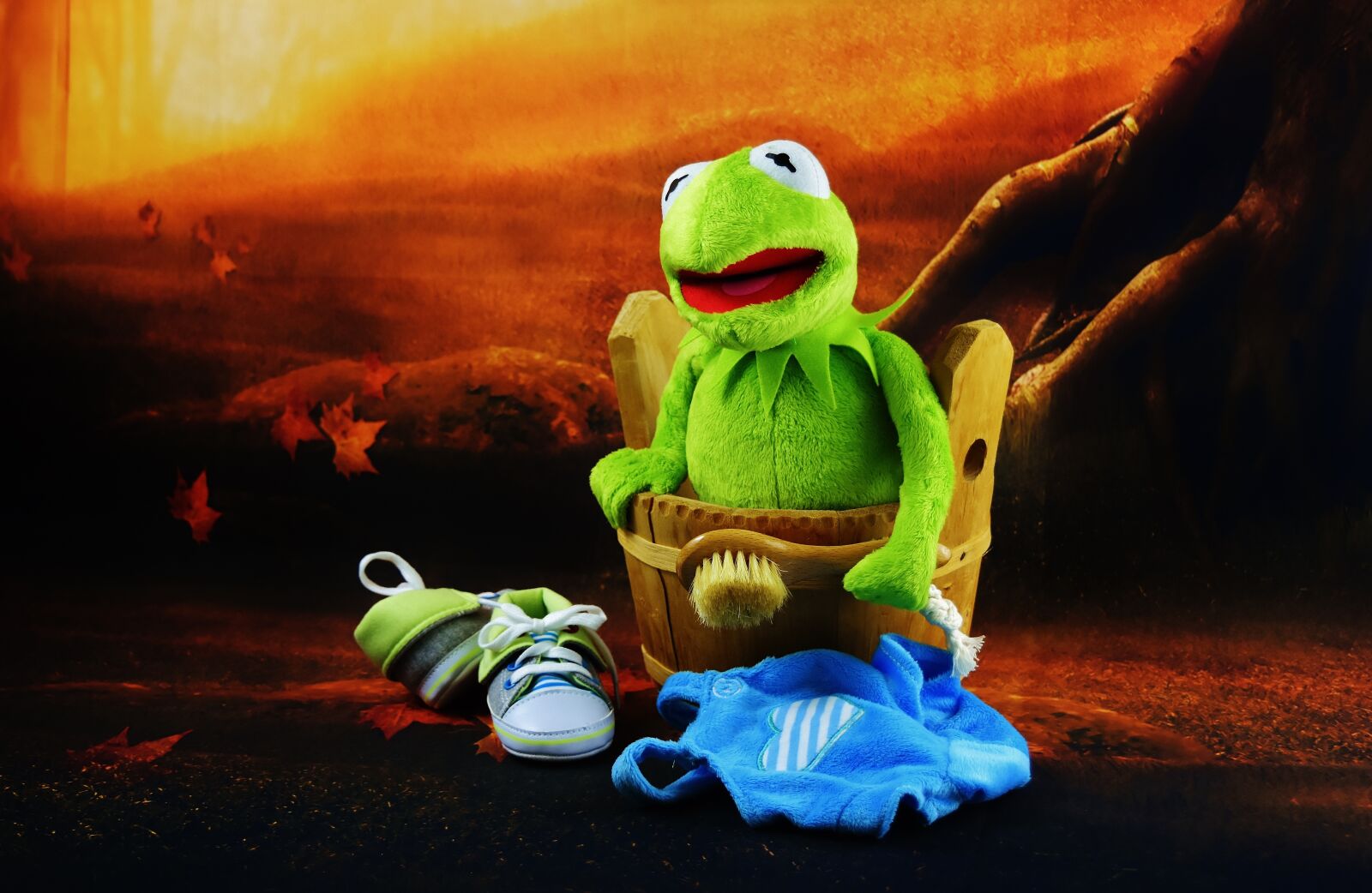 Nikon D7200 sample photo. Swim, kermit, brush photography