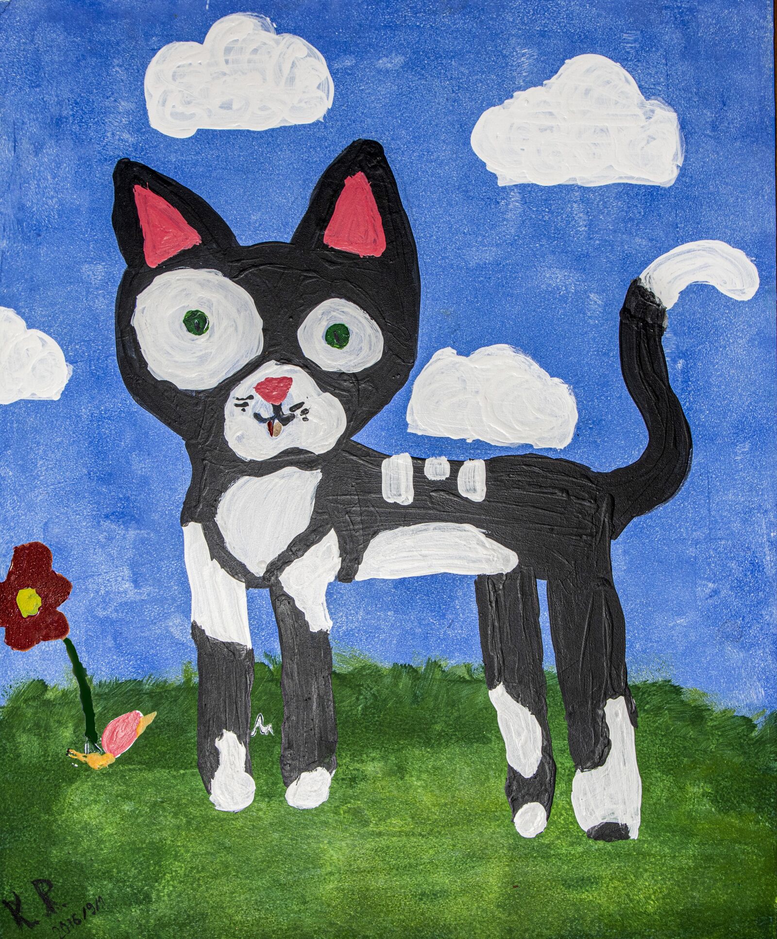 Nikon D3300 sample photo. Kids, paint, cat photography