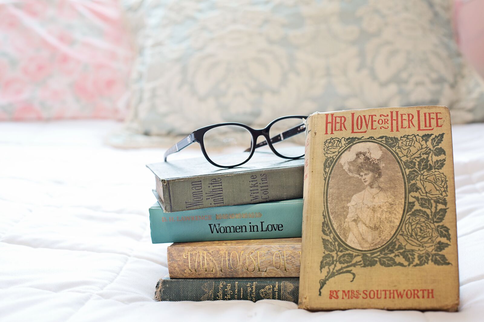 Canon EF 50mm F1.4 USM sample photo. Stack of books, vintage photography