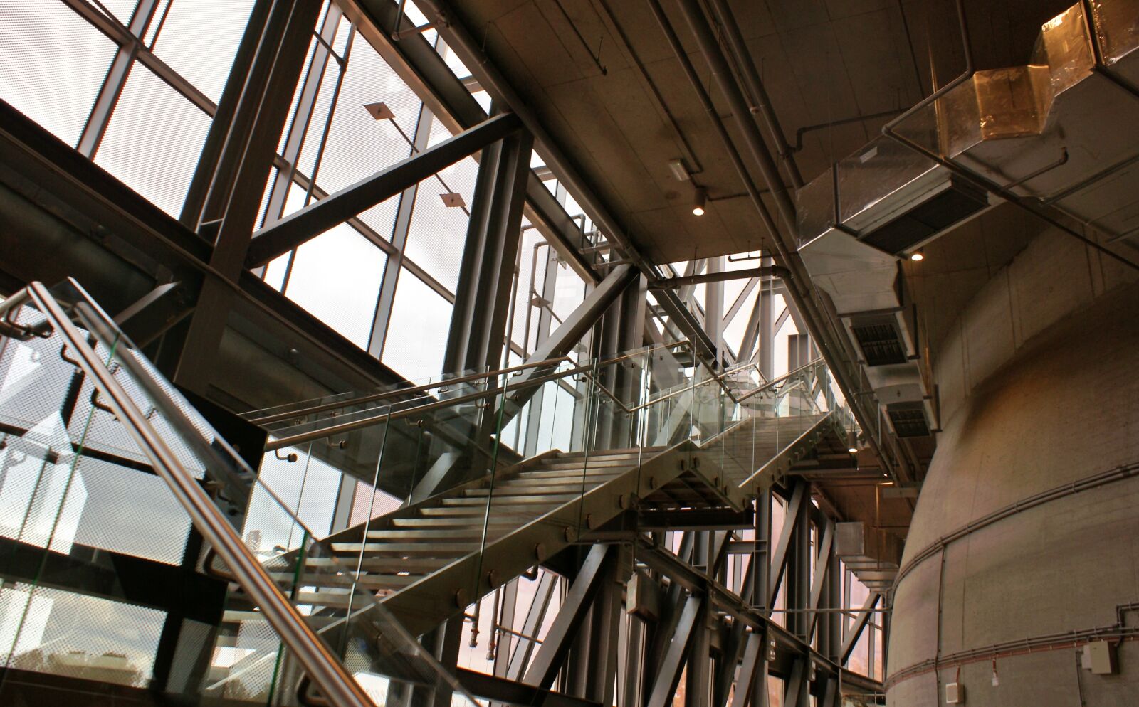 Sony Alpha DSLR-A100 sample photo. Stairs, metal construction, industrial photography