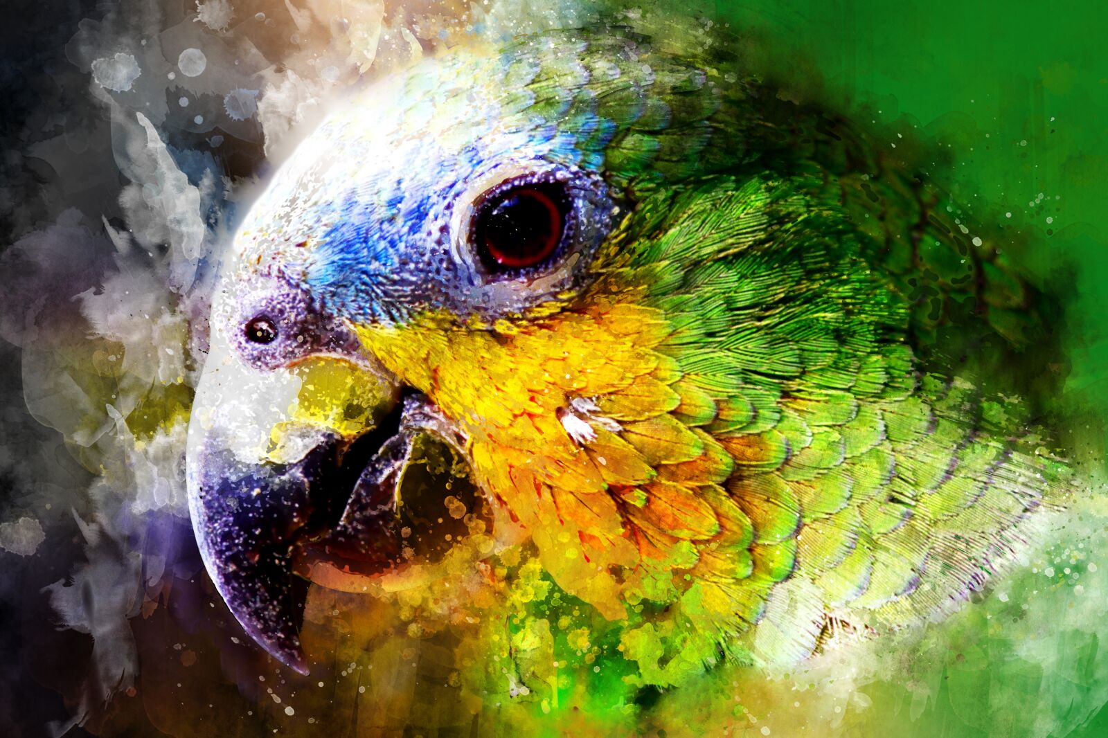 Canon EOS 60D + Canon EF-S 55-250mm F4-5.6 IS II sample photo. Parrot, watercolor, green photography